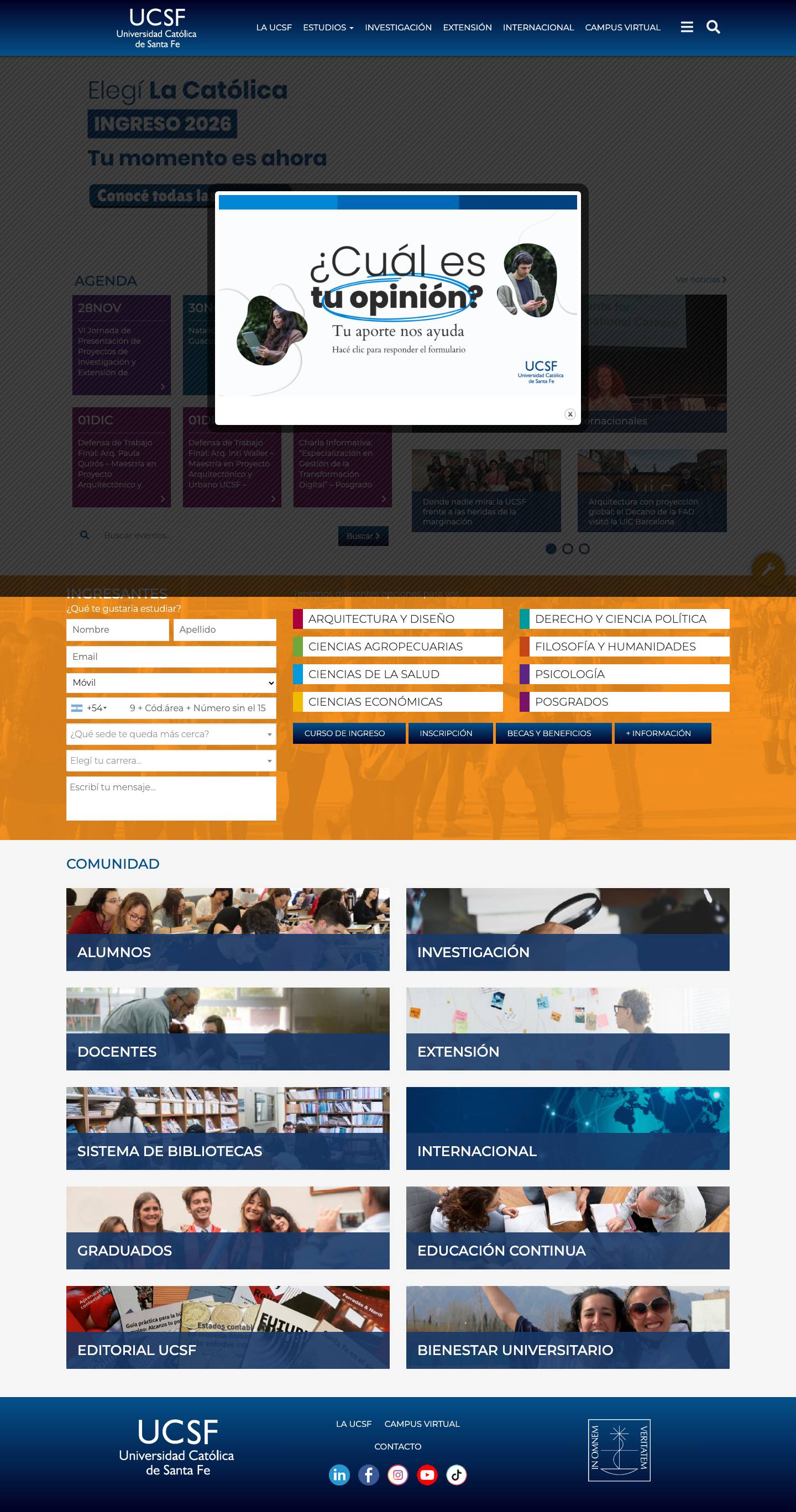 Inicio ~ UCSF - Universidad Católica de Santa Fe - Full Screenshot