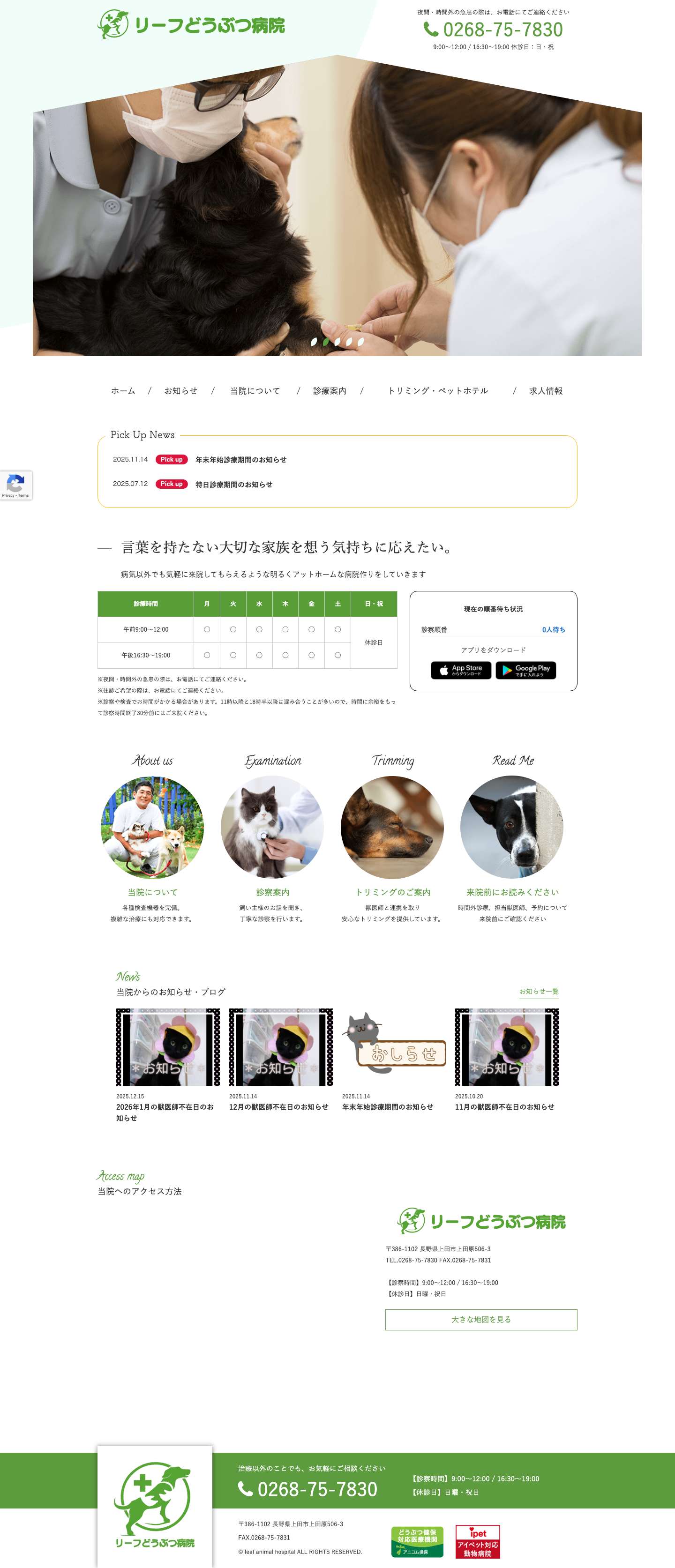 リーフどうぶつ病院｜長野県上田市 - Full Screenshot
