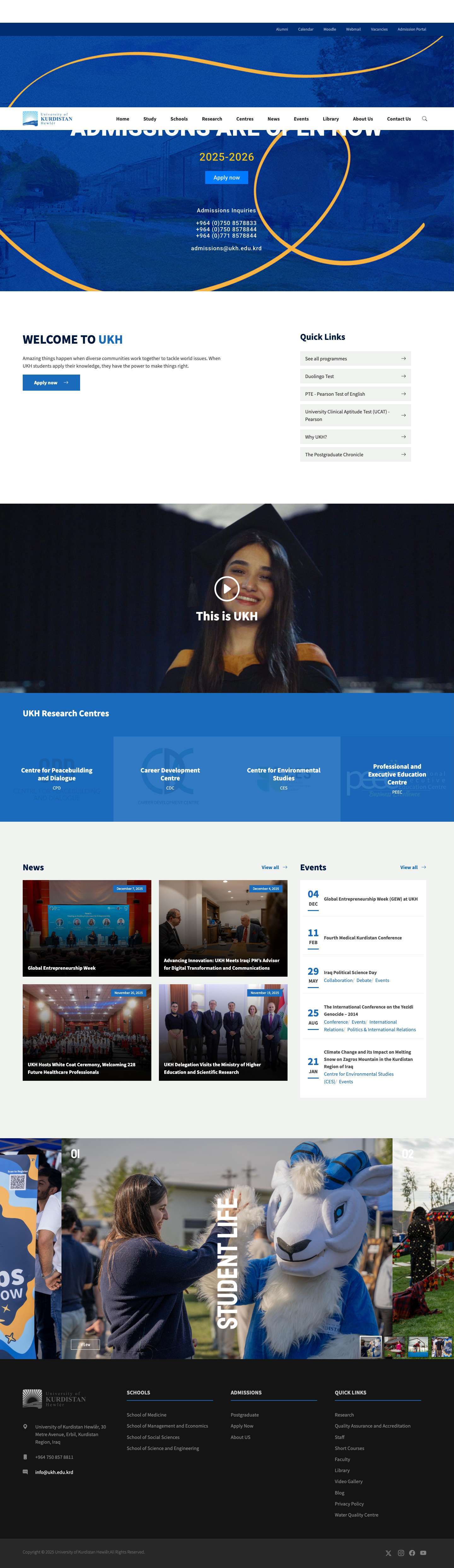 University of Kurdistan Hewlêr – To register for the conference, please click on the buttons below - Full Screenshot