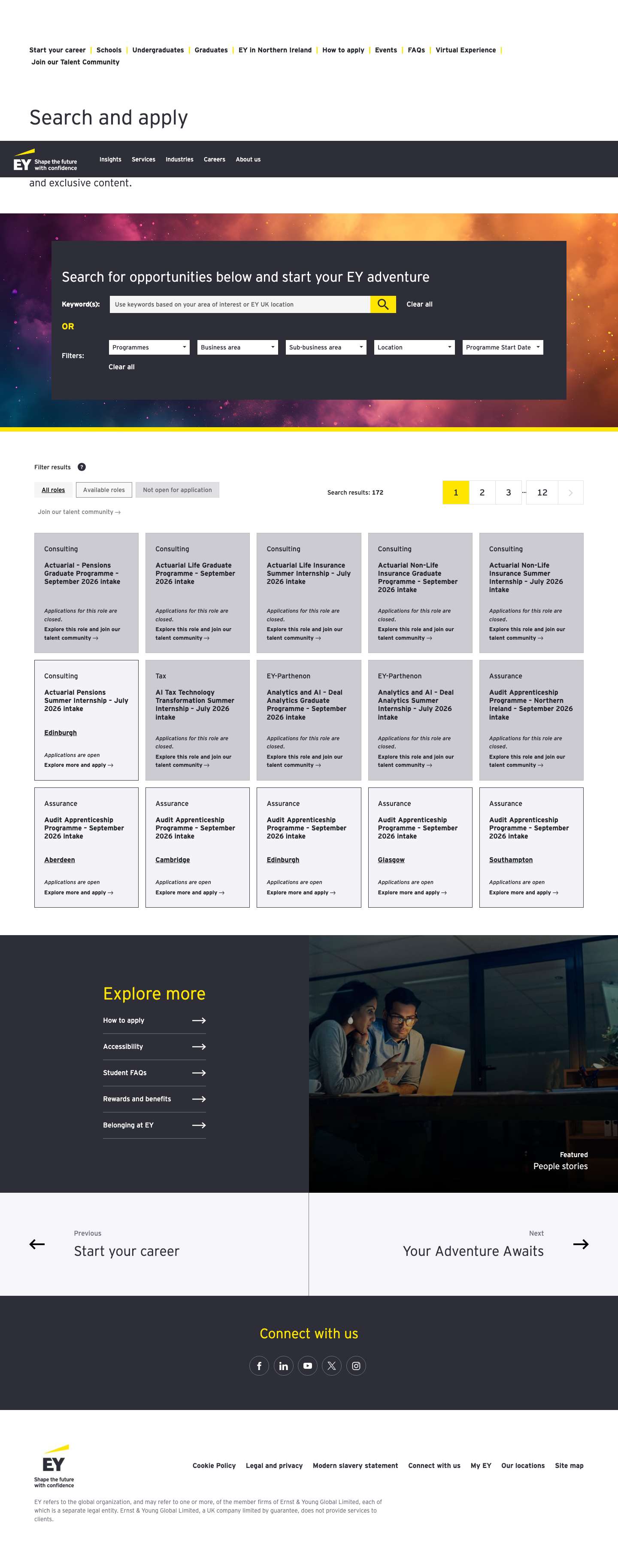 EY UK Student Recruitment - Full Screenshot