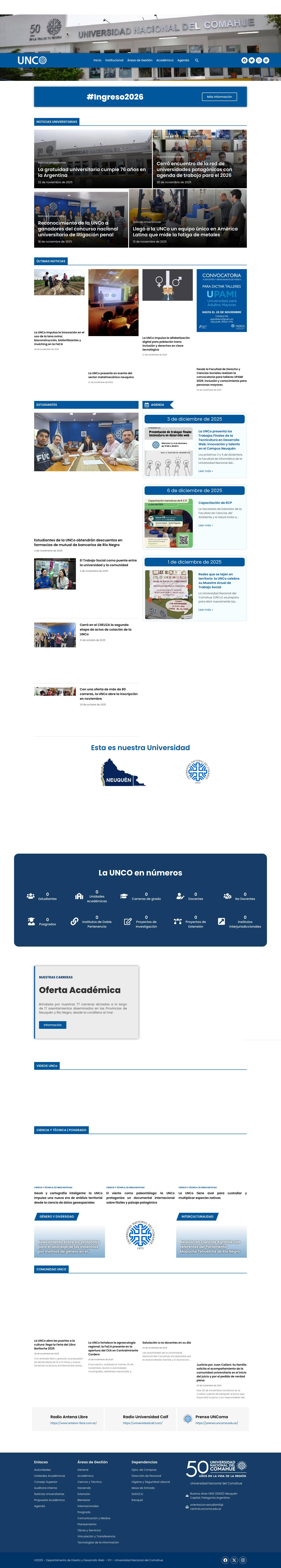 Universidad Nacional del Comahue – UNComa - Full Screenshot