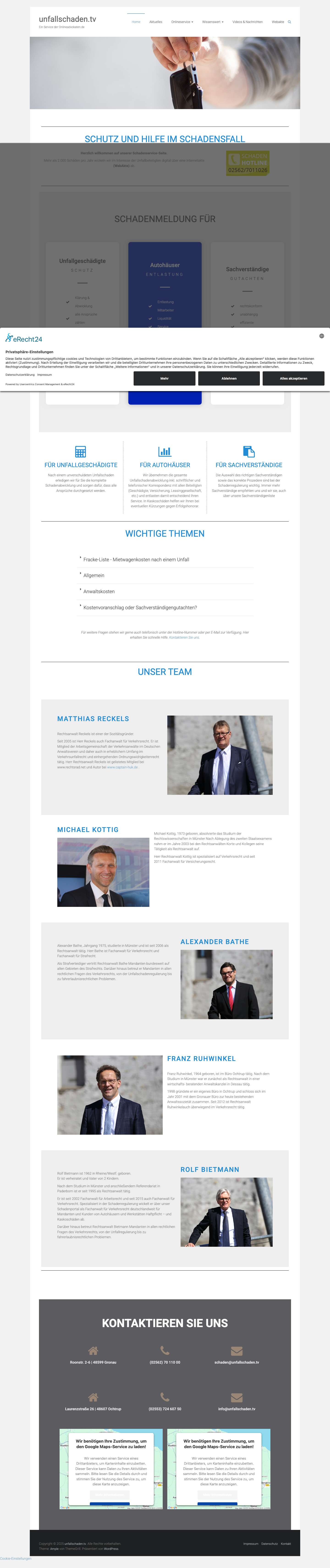 unfallschaden.tv – Ein Service der Onlineadvokaten.de - Full Screenshot