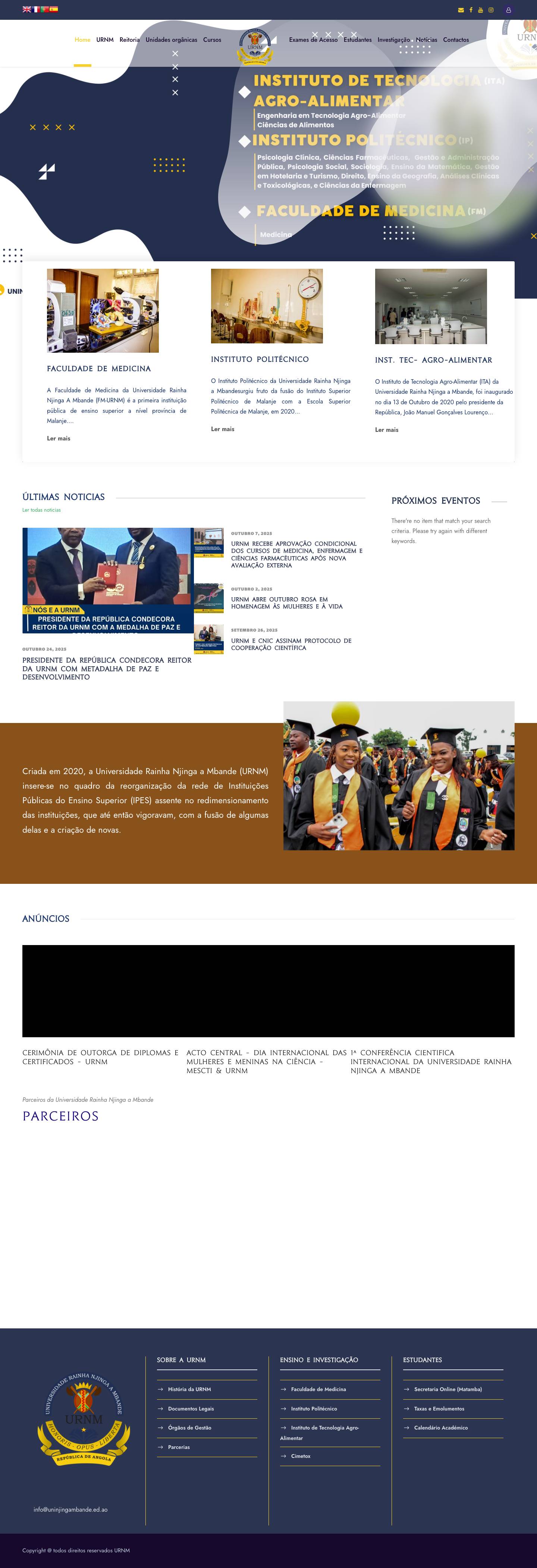 URNM – Universidade Rainha Njinga a Mbande - Full Screenshot