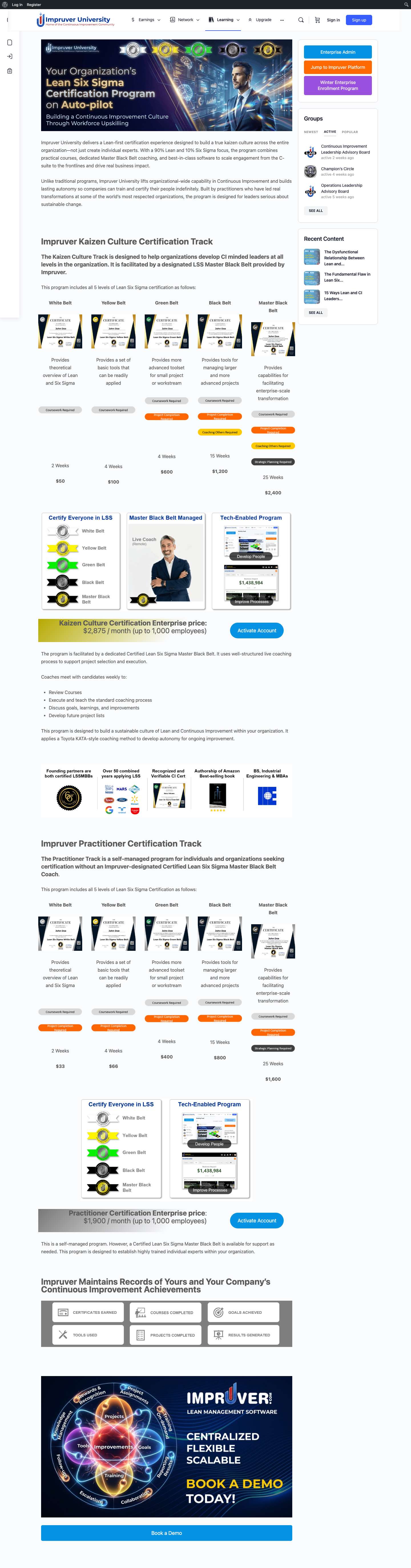 Impruver University – The home of the Continuous Improvement Community - Full Screenshot