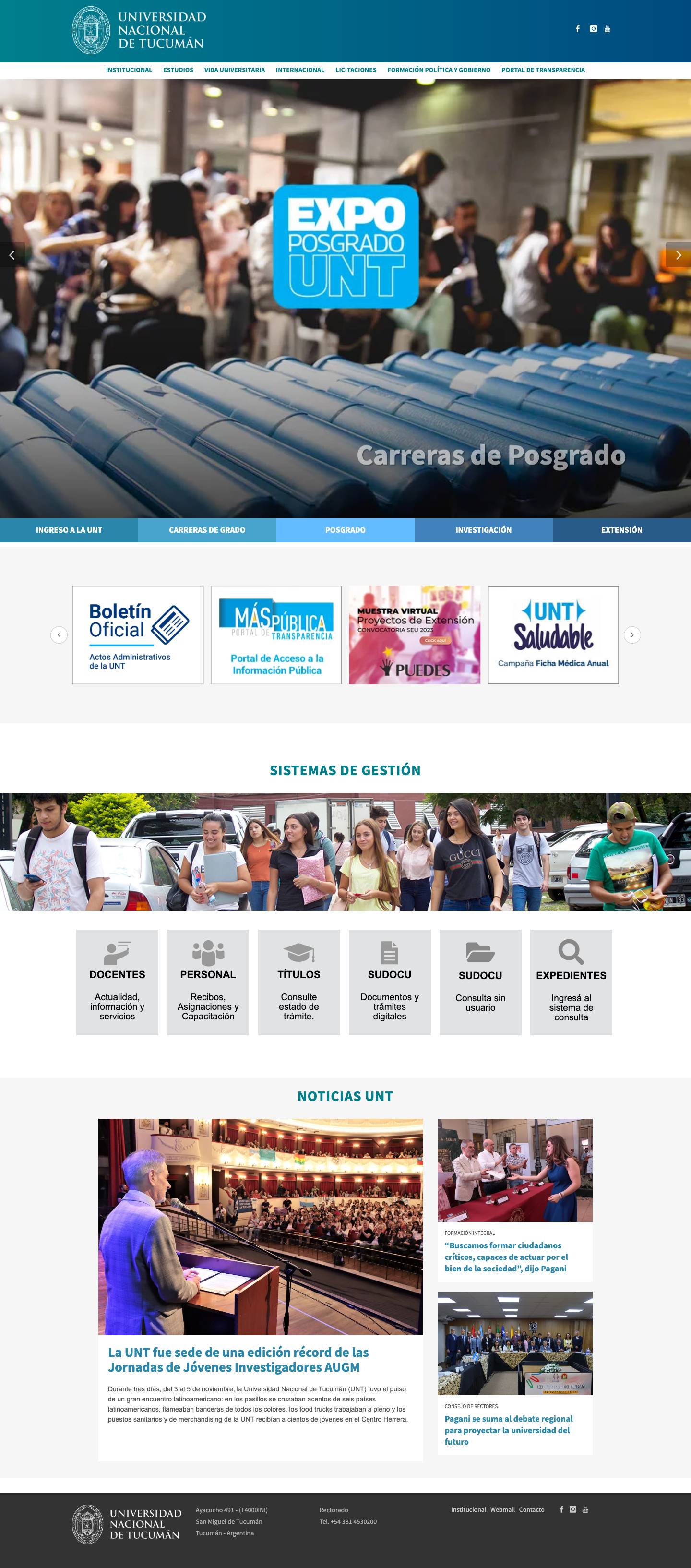 UNT - Universidad Nacional de Tucumán - Full Screenshot