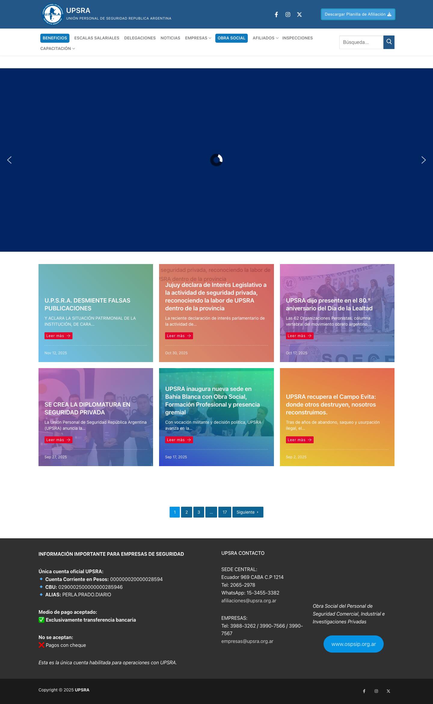 UPSRA – Unión Personal de Seguridad Republica Argentina - Full Screenshot