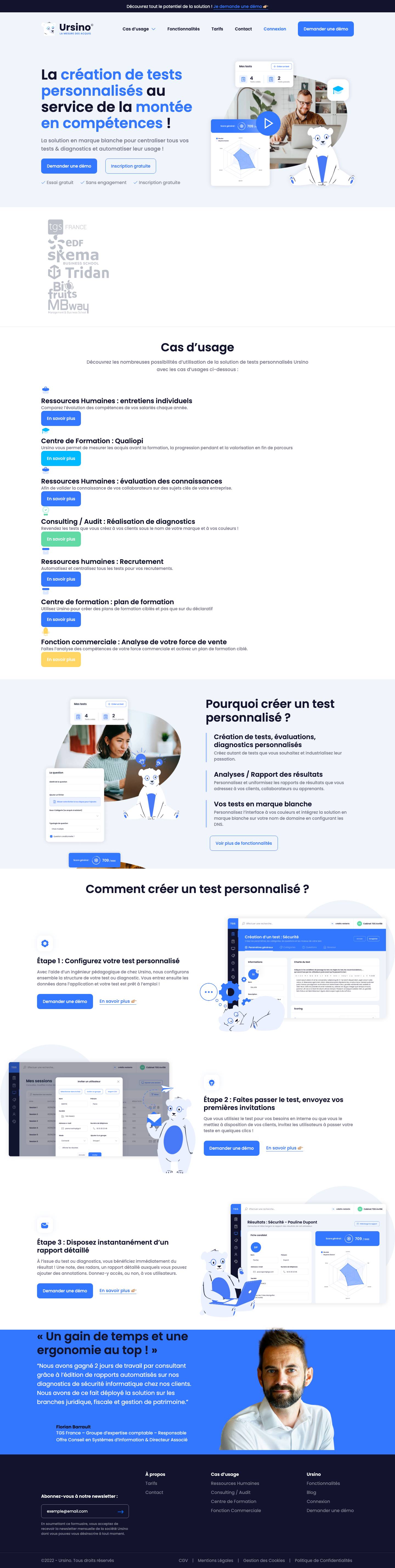 Créer un test personnalisé et évaluer les compétences - Ursino - Full Screenshot