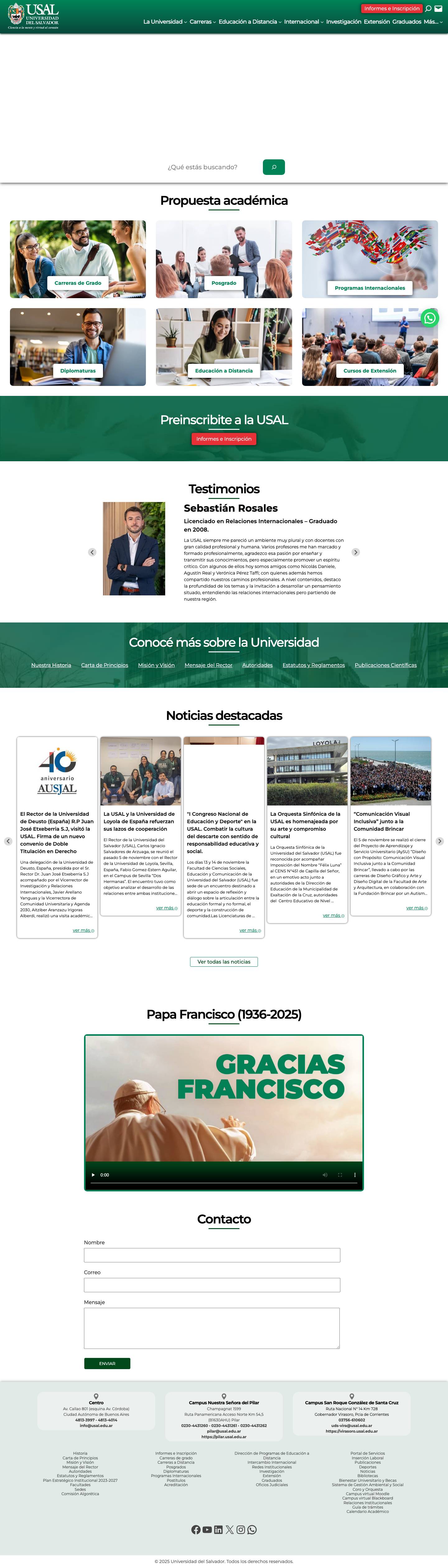 Universidad del Salvador - Full Screenshot