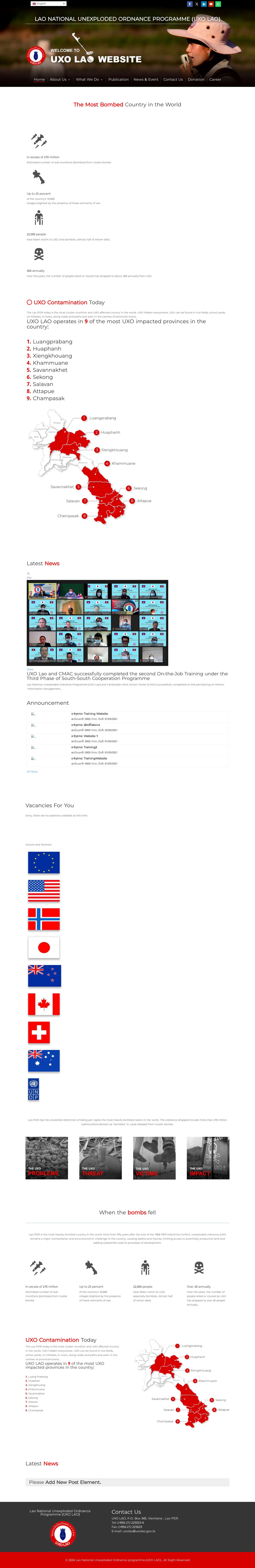Home - Lao National Unexploded Ordnance Programme (UXO LAO) - Full Screenshot