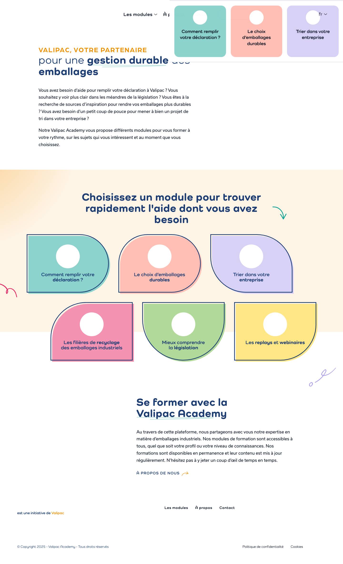 Valipac, votre partenairepour une gestion durable des emballages | Valipac Academy - Full Screenshot