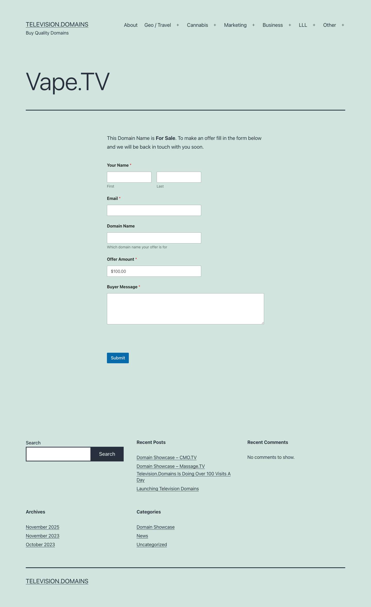 Vape.TV – Television.Domains - Full Screenshot