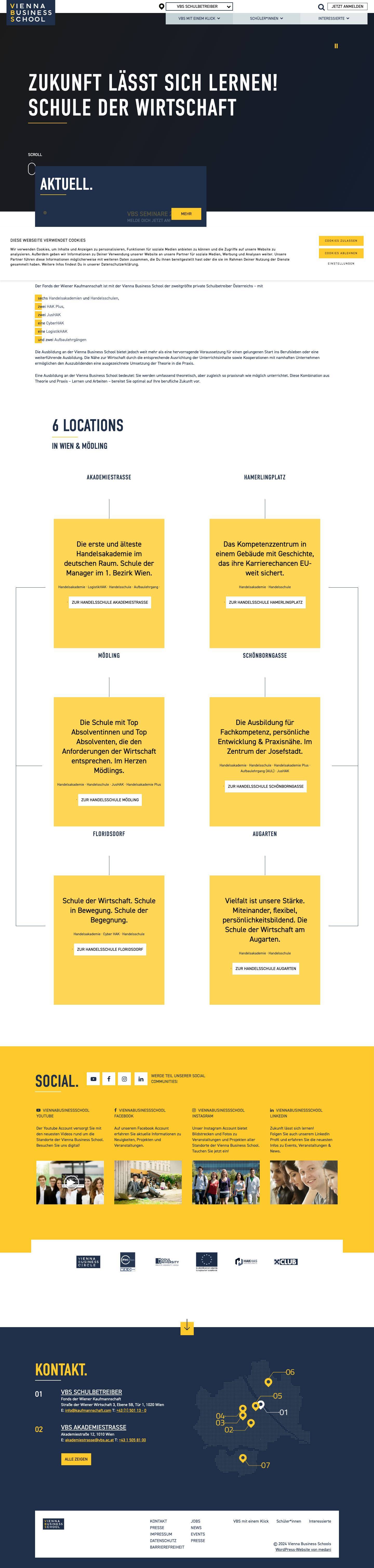 HAK HAS AUL in Wien & Mödling - Vienna Business School - VBS - Full Screenshot