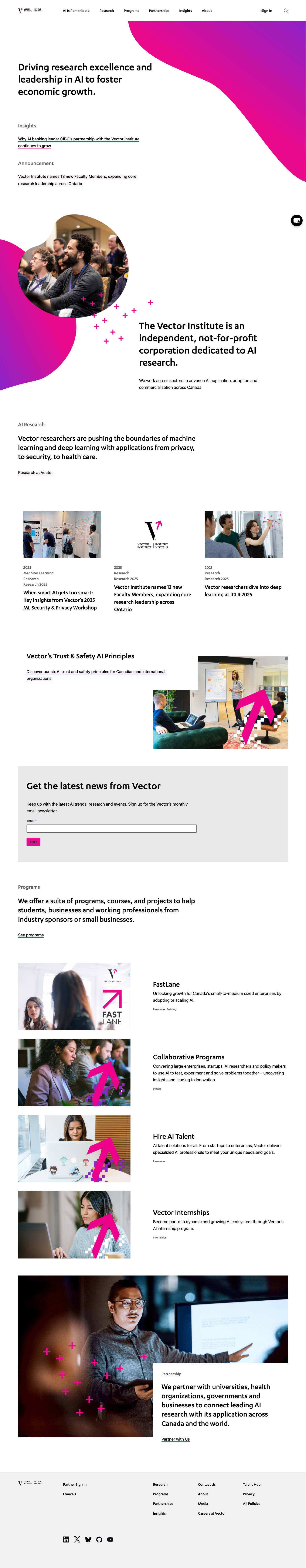 Home - Vector Institute for Artificial Intelligence - Full Screenshot