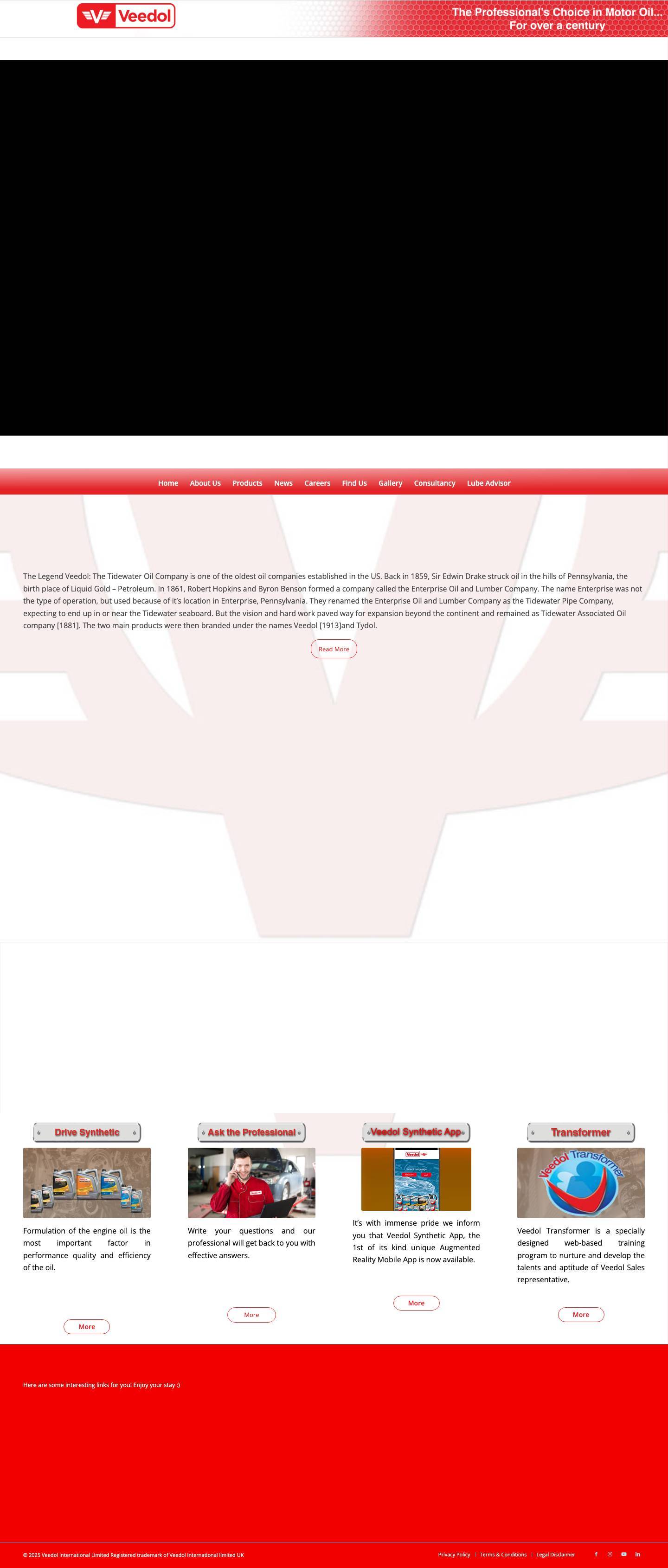 VEEDOL INTERNATIONAL DMCC – The Professional's choice in Motor Oil .. for over acentury - Full Screenshot