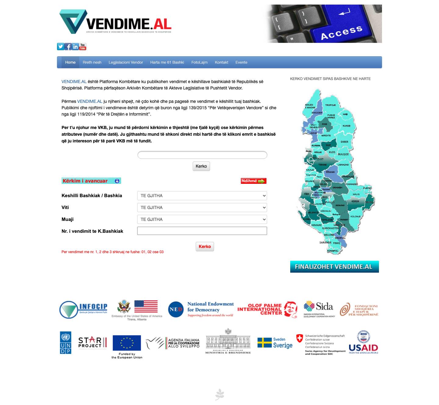 vendime.al | Arkiva kombëtare e vendimeve te keshillave bashkiake - Full Screenshot