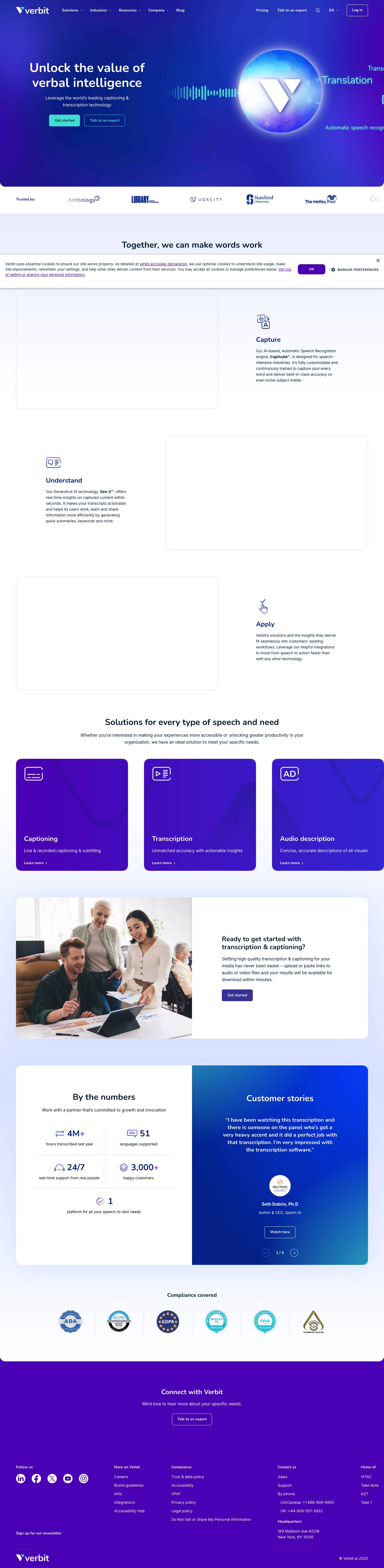 Verbit: AI-Based Transcription & Captioning Services - Full Screenshot
