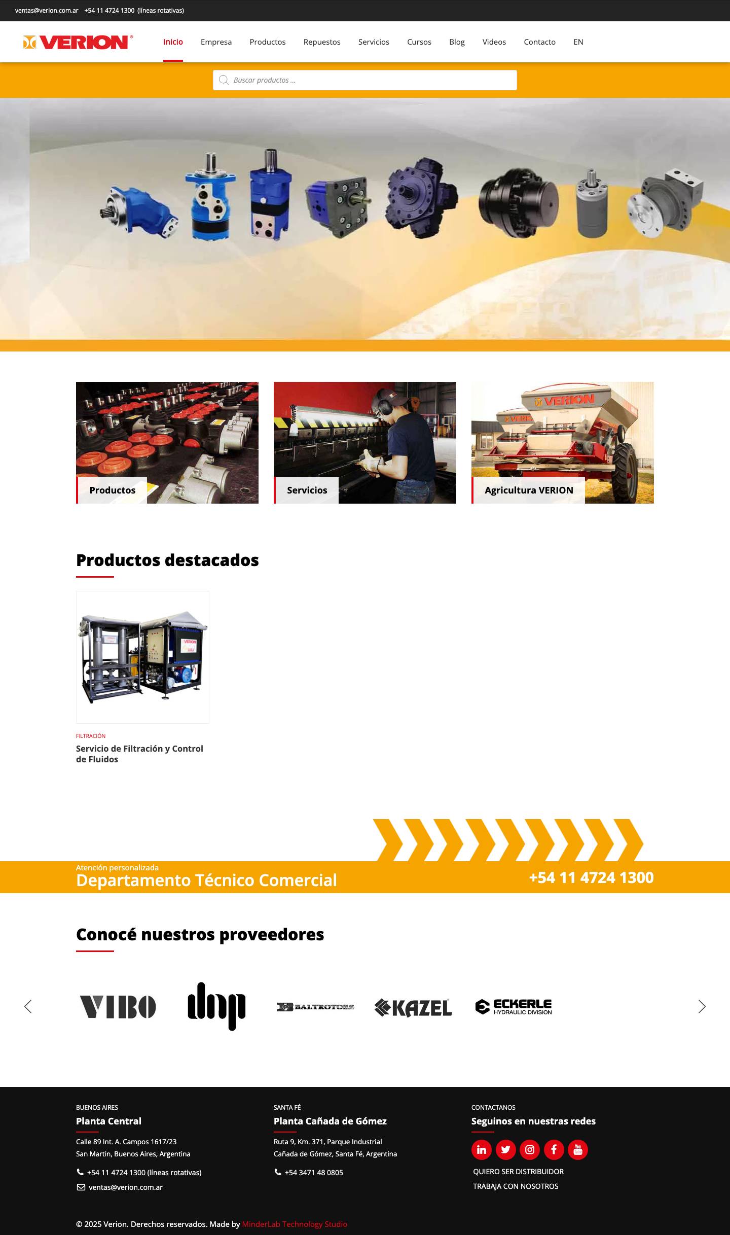 Verion - Expertos en sistemas oleohidráulicos industriales - Full Screenshot