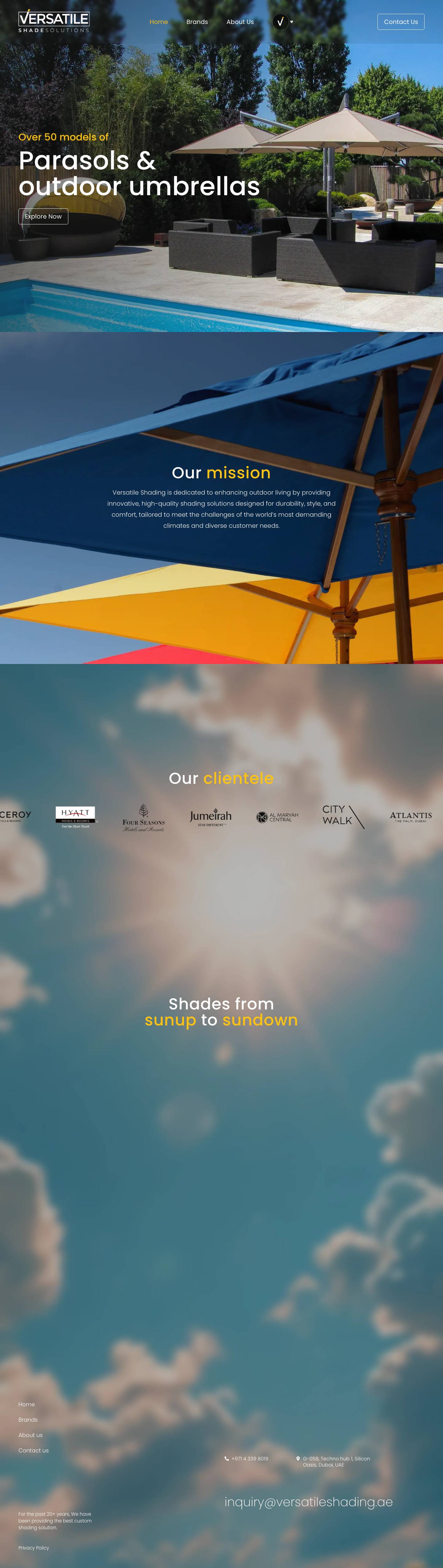 Home - Versatile Shade Solutions - Full Screenshot