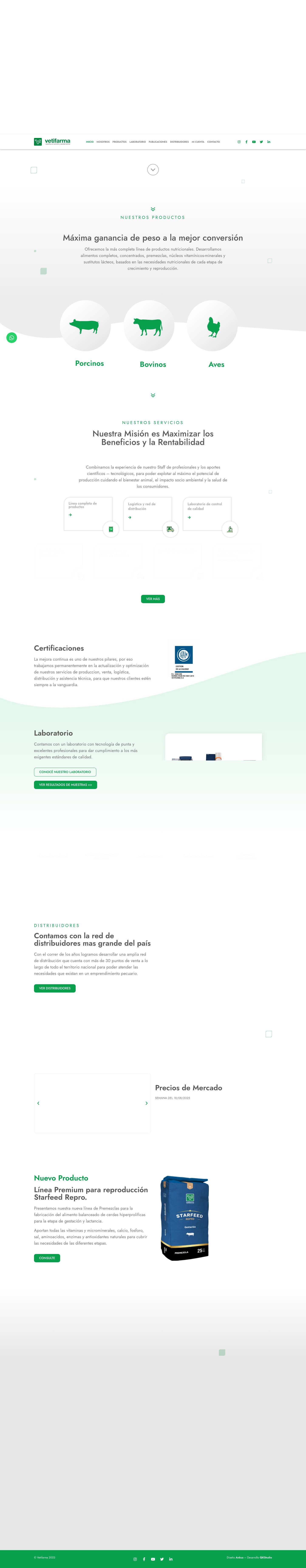 Vetifarma - Expertos en nutrición y sanidad animal - Full Screenshot