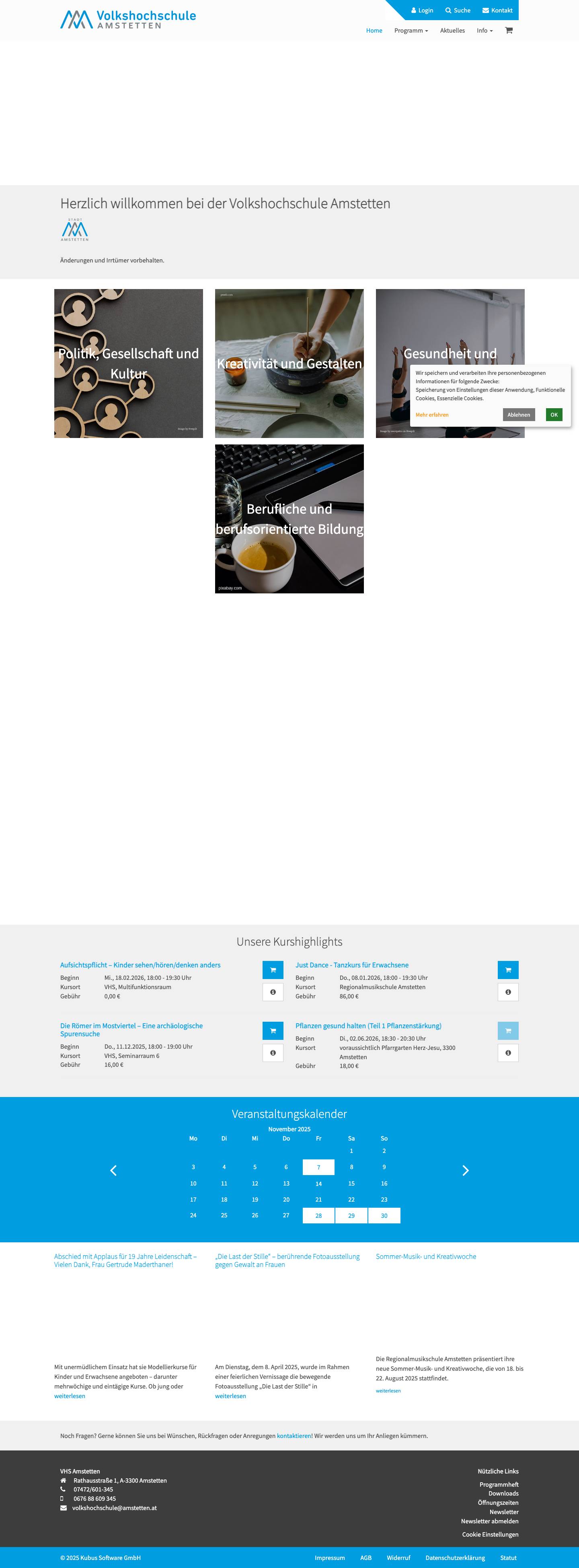 Volkshochschule Amstetten - Full Screenshot