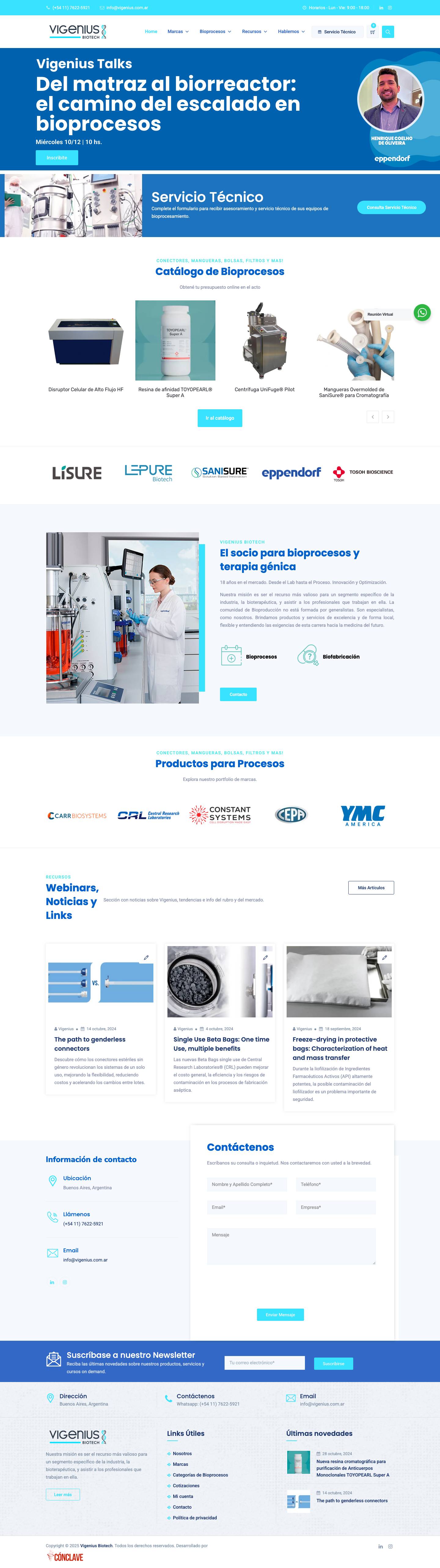 Inicio | Vigenius Biotech - Full Screenshot