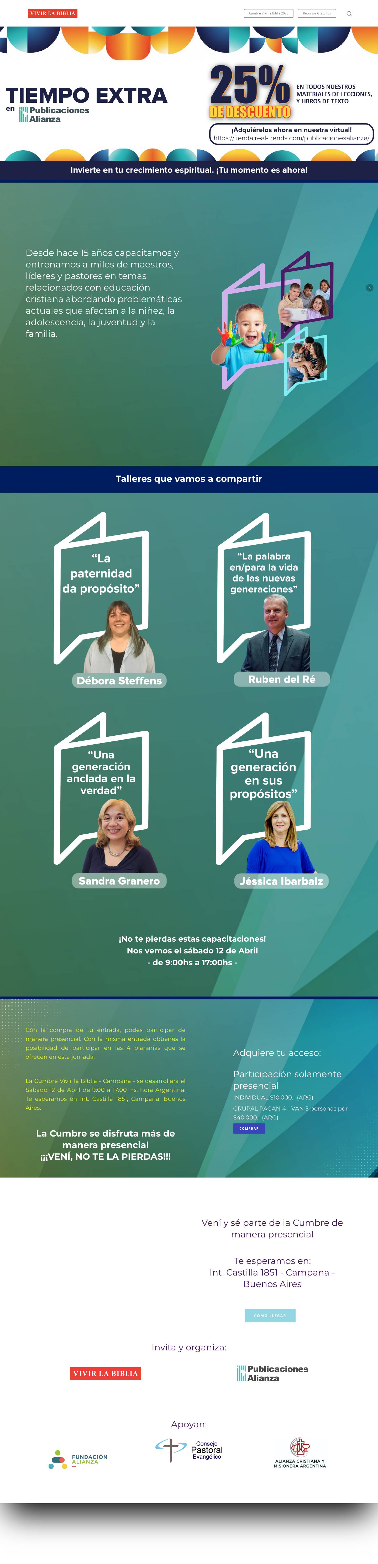 Vivir la Biblia – Cumbre Vivir la Biblia – Espacio de capacitación online en Educación Cristiana - Full Screenshot