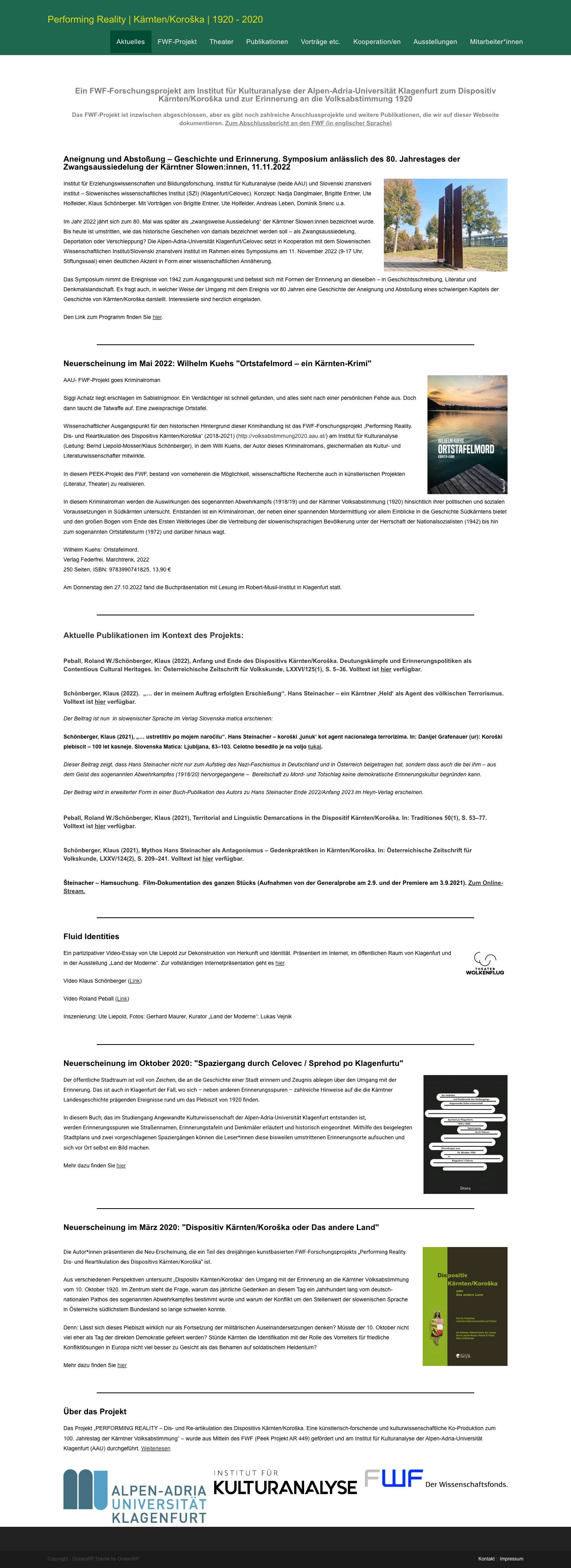 Performing Reality | Kärnten/Koroška | 1920 – 2020 - Full Screenshot