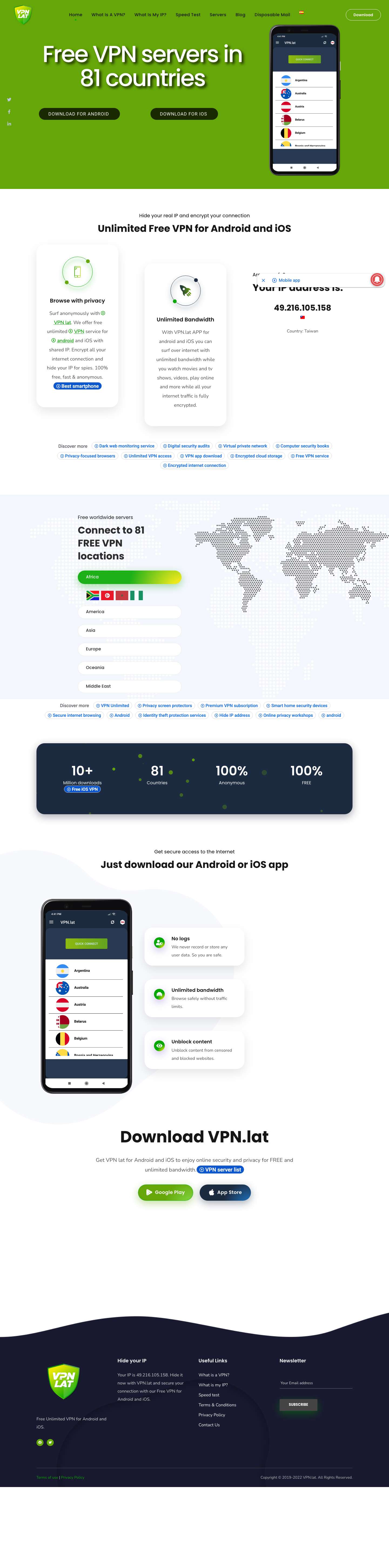 VPN lat - Free Unlimited VPN app for Android & iOS - Full Screenshot
