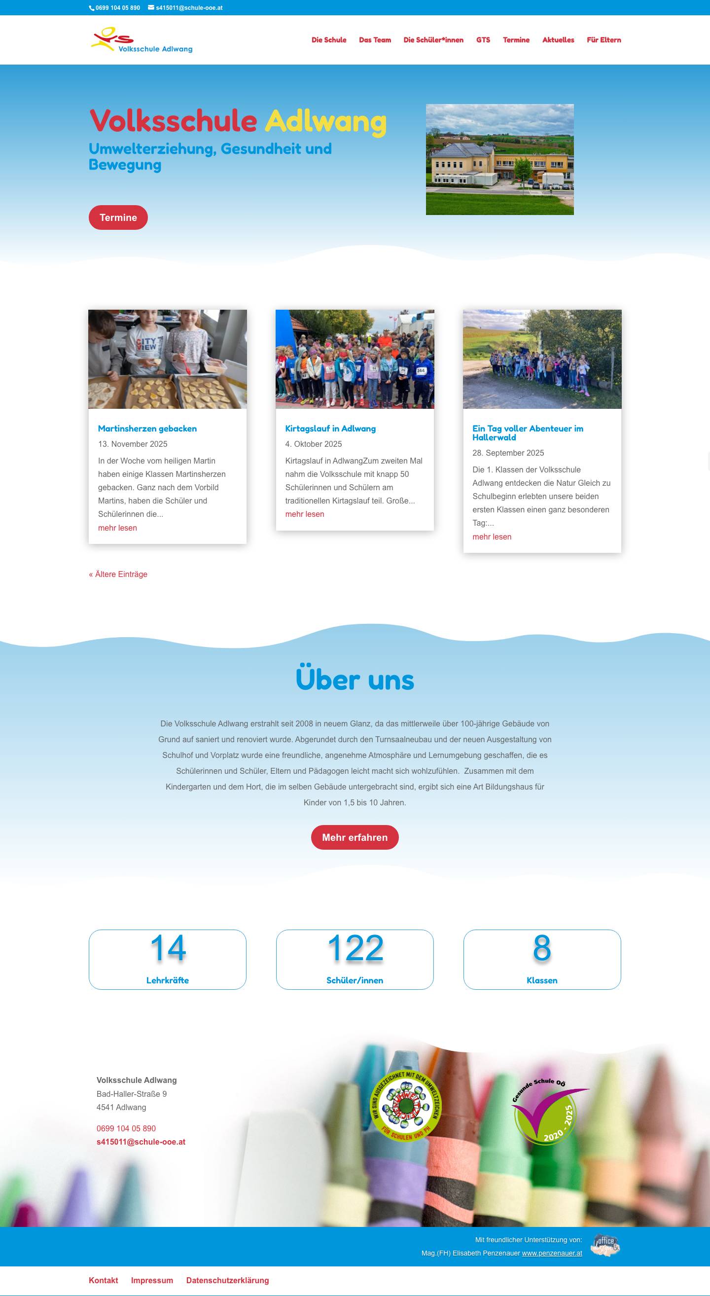 Volksschule Adlwang - Umwelterziehung, Gesundheit und Bewegung - Full Screenshot