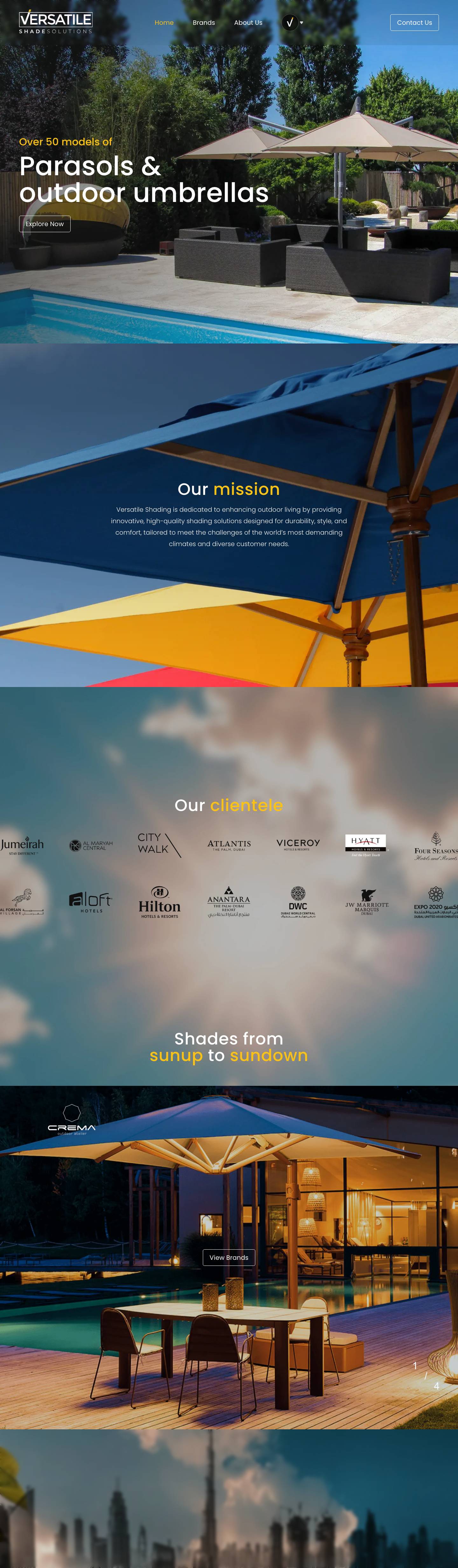 Versatile Shade Solutions – Luxury Parasols and Outdoor Umbrellas UAE - Full Screenshot