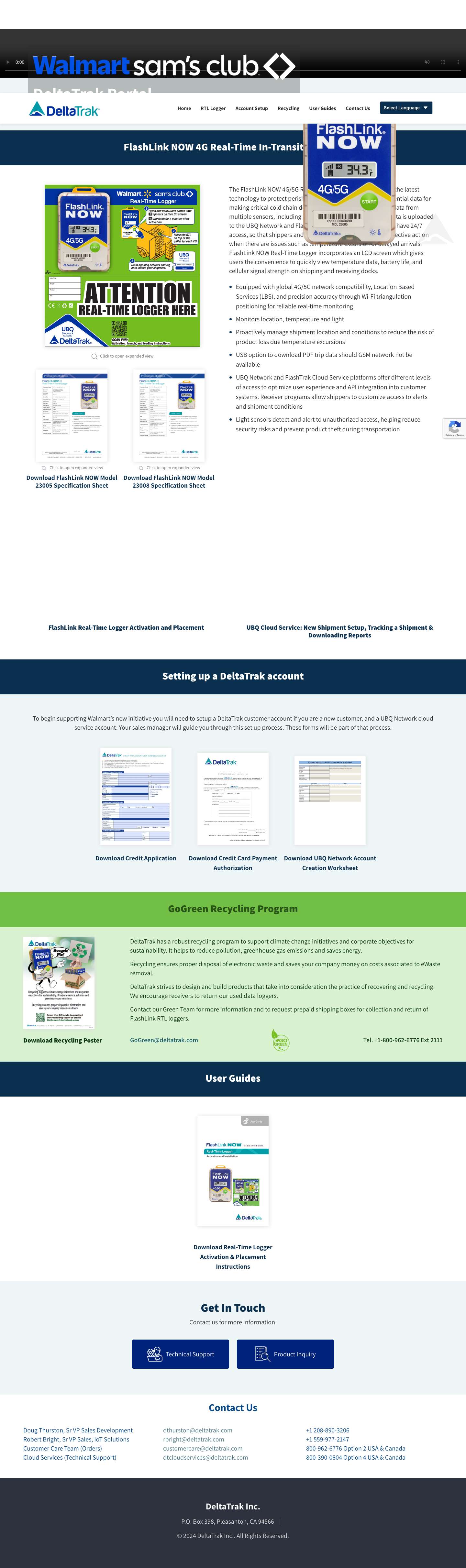 Walmart DeltaTrak Portal - Full Screenshot