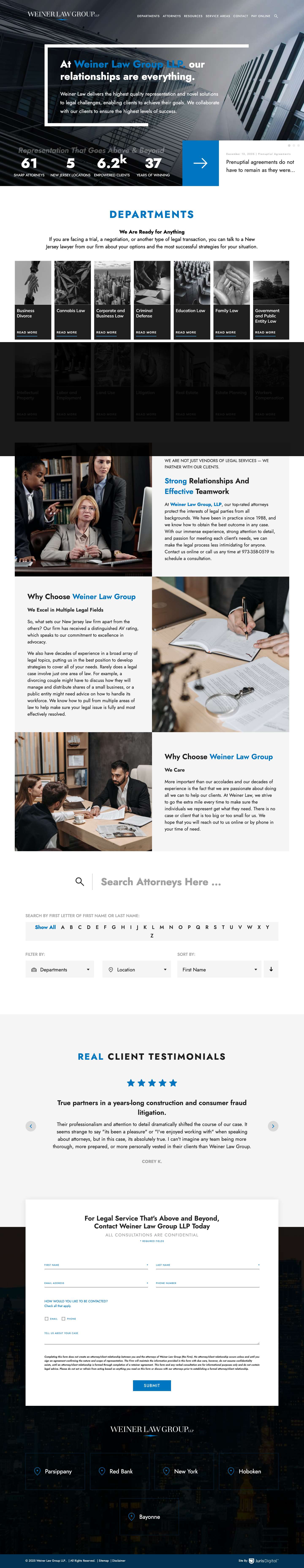 New Jersey Full Service Law Firm | Weiner Law Group LLP - Full Screenshot