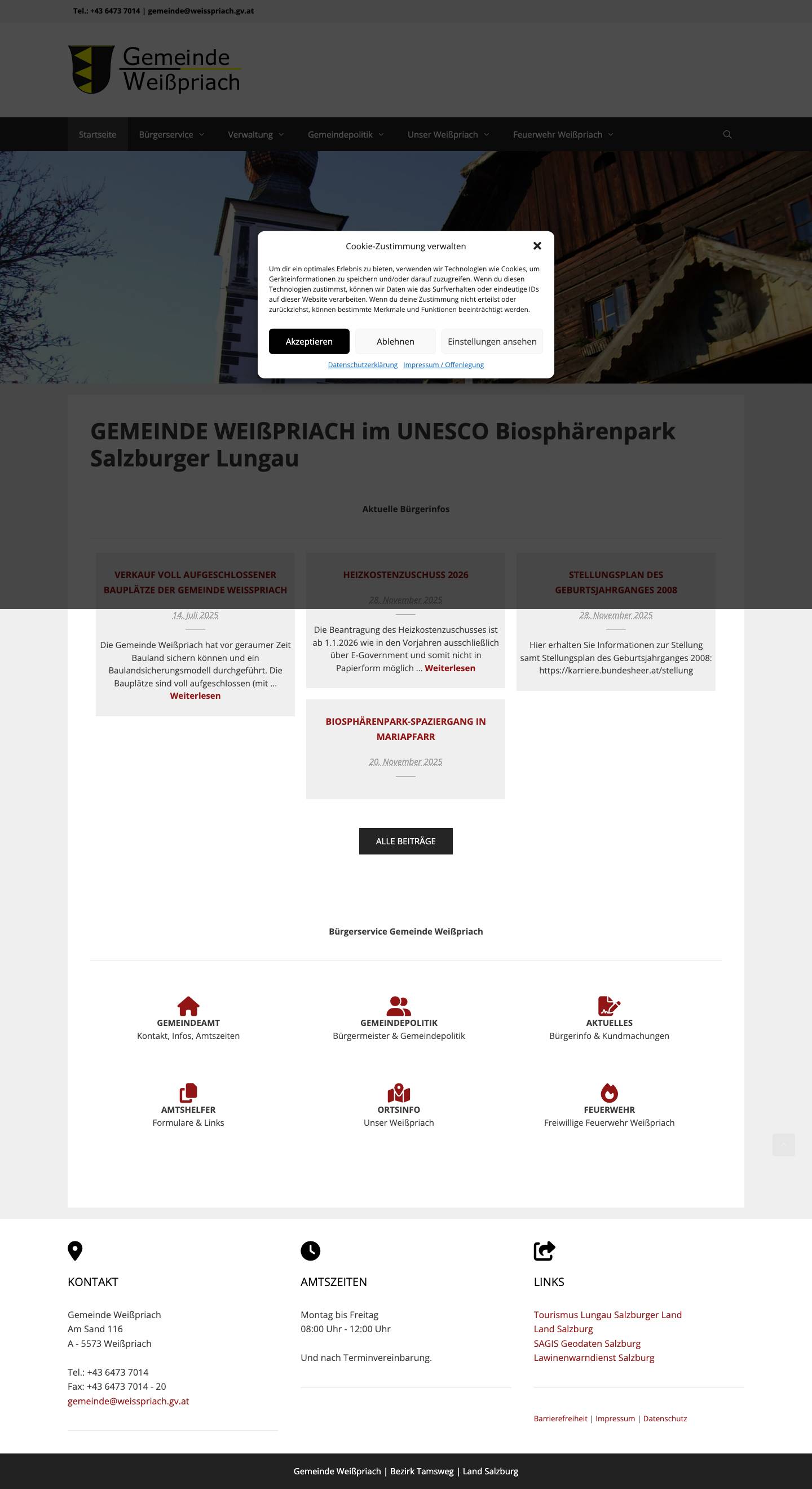 Gemeinde Weißpriach im UNESCO Biosphärenpark Lungau - Full Screenshot
