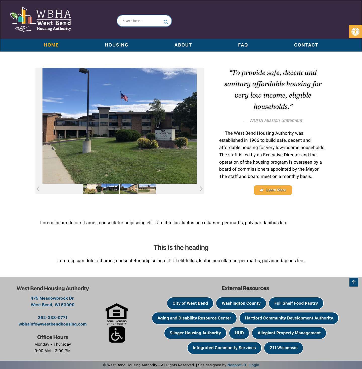 Home - West Bend Housing AuthorityAccessibility ToolsIncrease TextDecrease TextGrayscaleHigh ContrastNegative ContrastLight BackgroundLinks UnderlineReadable FontReset - Full Screenshot