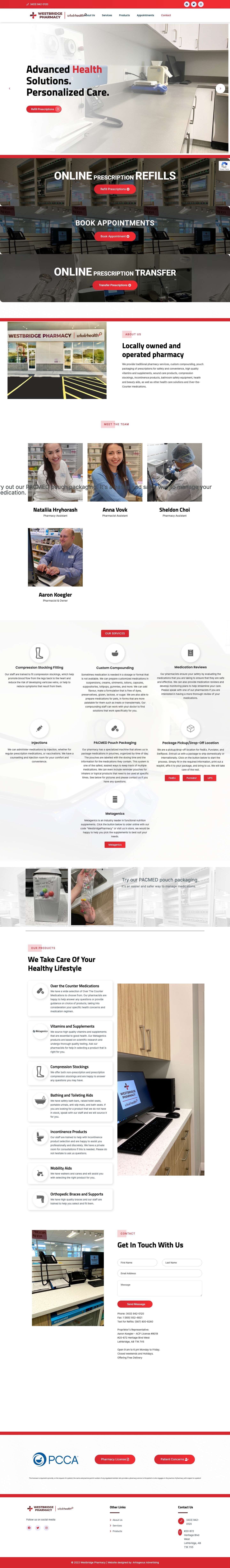 Pharmacy Services in Lethbridge | WestbridgePharmacy - Full Screenshot