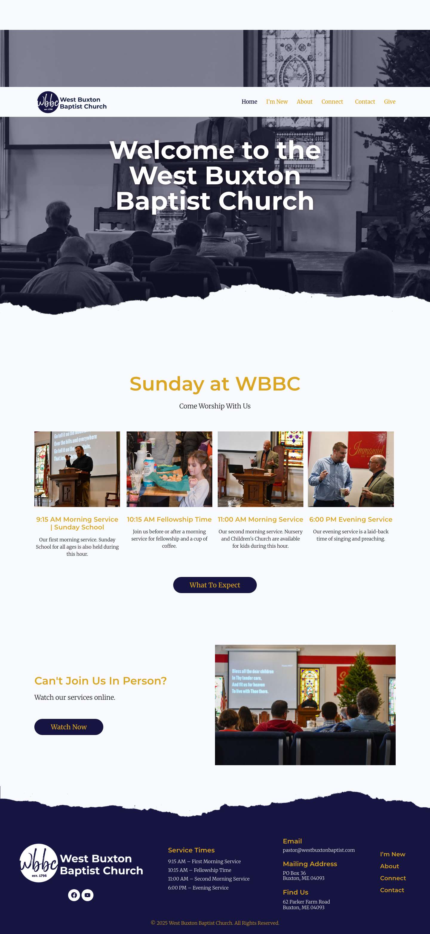 West Buxton Baptist Church – West Buxton Baptist Church is sharing the love of Jesus in our community, state, country and world! Edify. Equip. Evangelize. - Full Screenshot