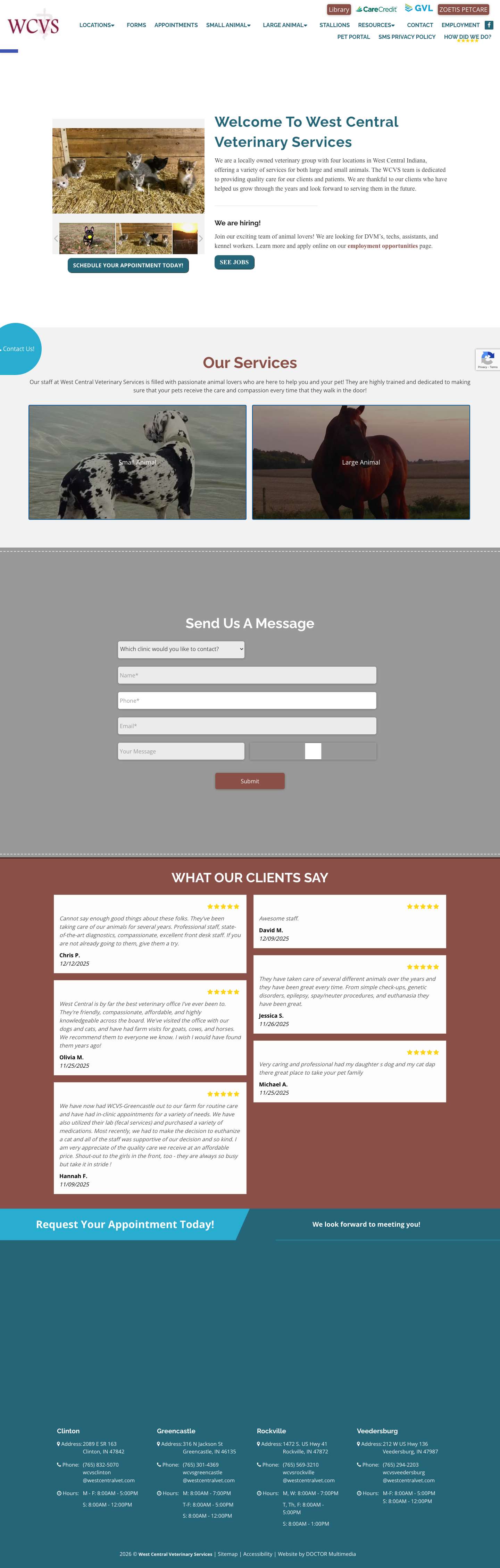 Veterinarian in Rockville, Greencastle, Veedersburg & Clinton, IN | West Central Veterinary ServicesAccessibility ToolsIncrease TextDecrease TextGrayscaleHigh ContrastNegative ContrastLight BackgroundLinks UnderlineReadable FontReset - Full Screenshot