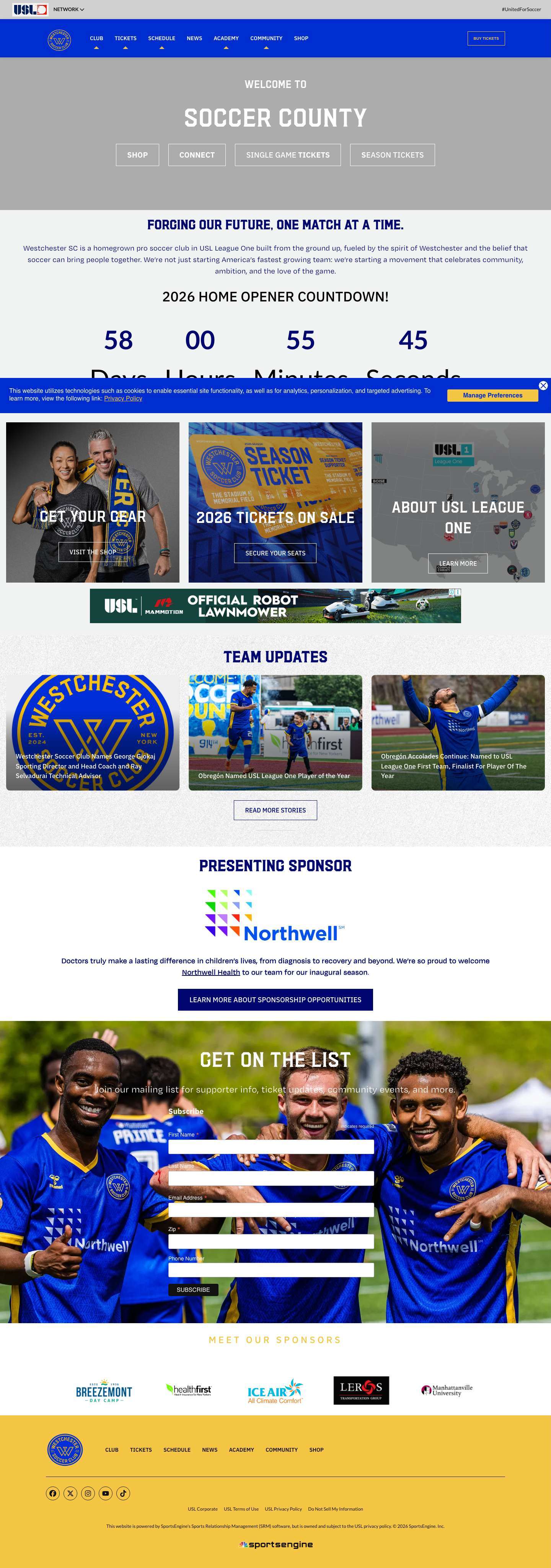 Homepage - Westchester SC - Full Screenshot