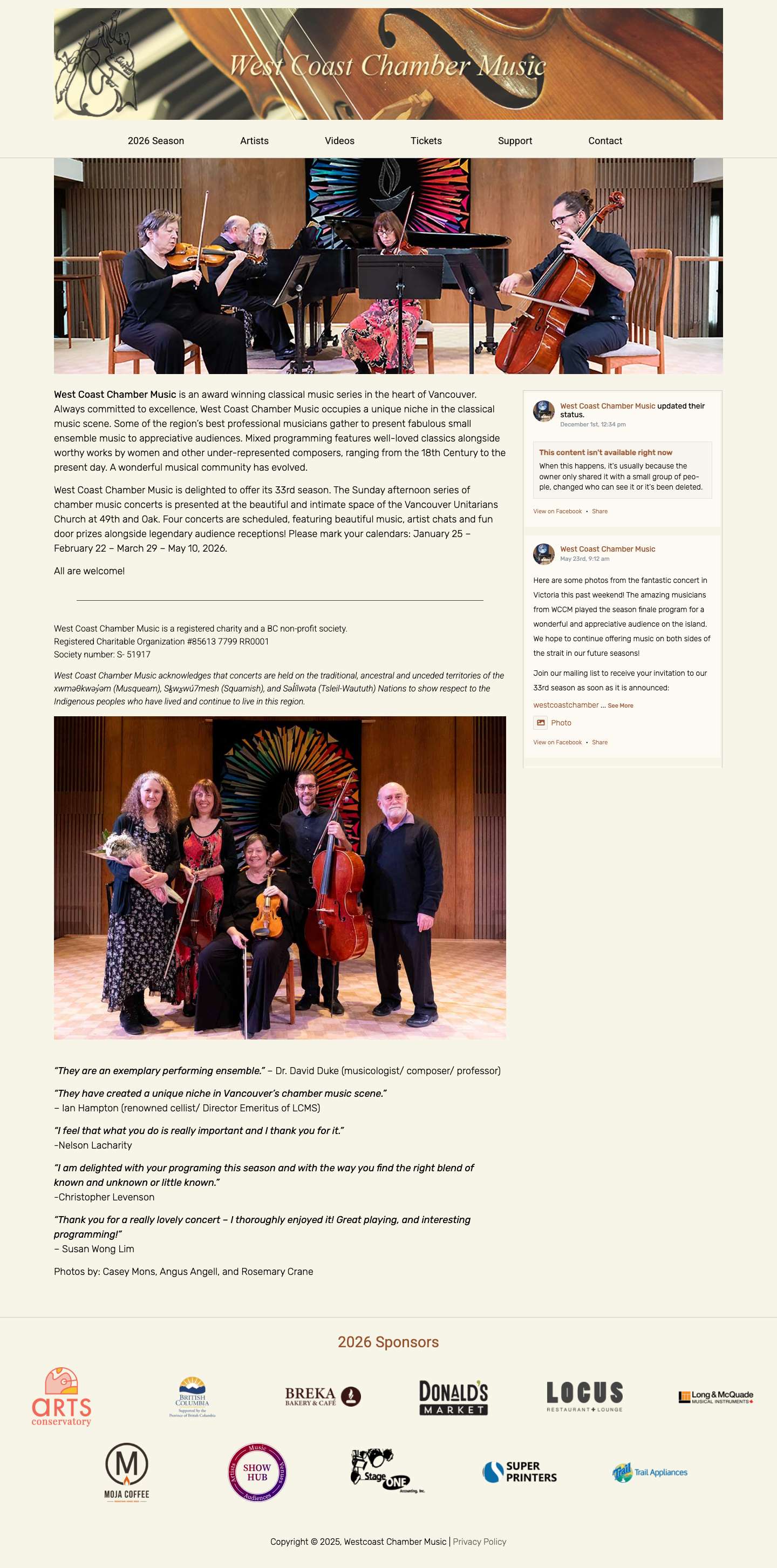 West Coast Chamber Music - Full Screenshot