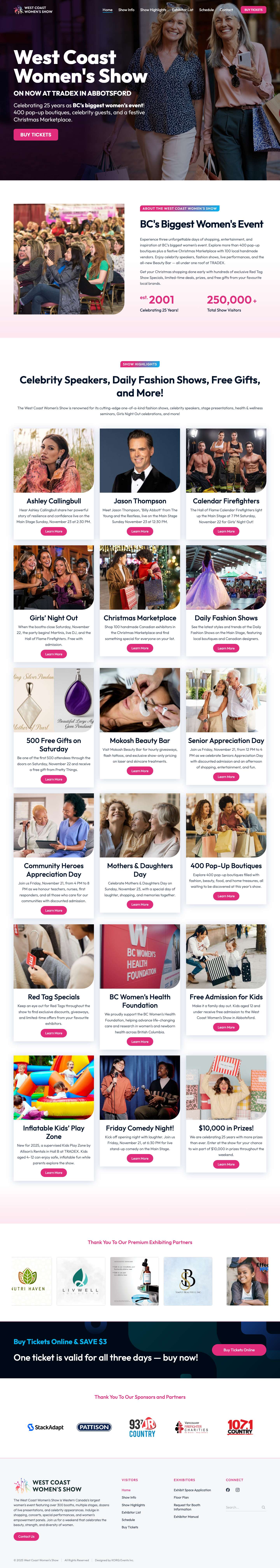 West Coast Women’s Show 2025 at TRADEX Abbotsford | Official SiteFacebookInstagram - Full Screenshot