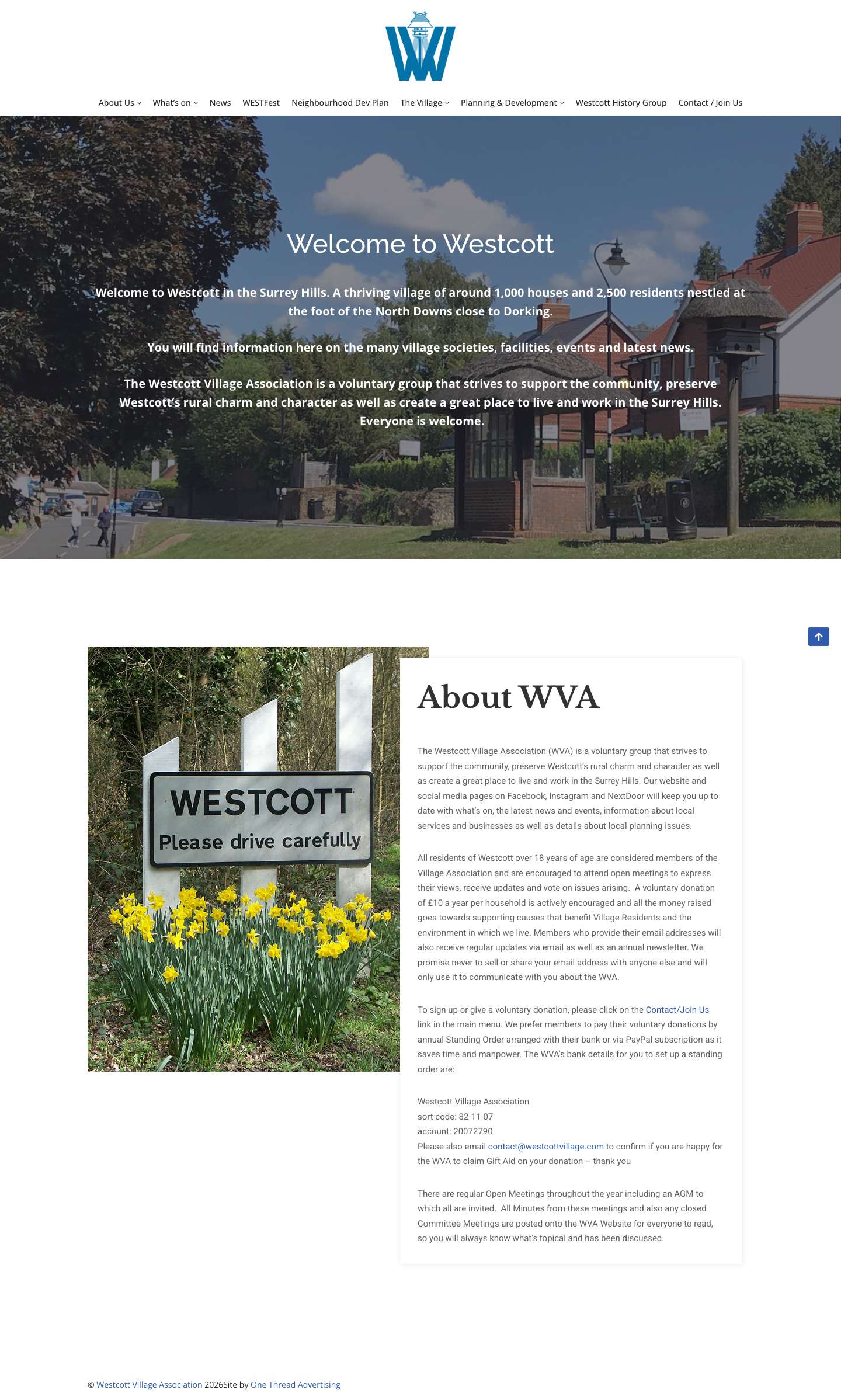 Westcott Village Association - Full Screenshot