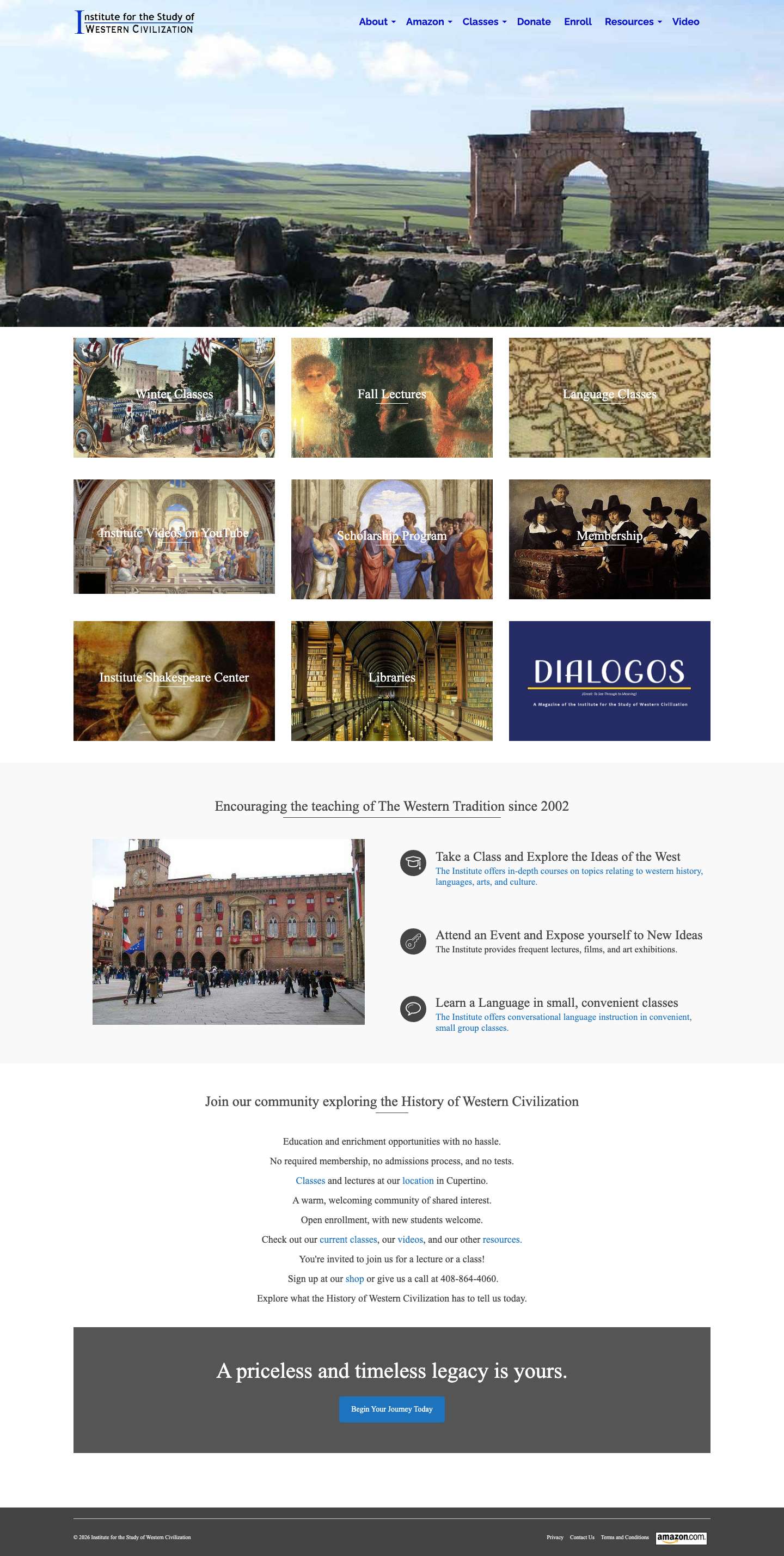 Institute for the Study of Western Civilization – Encouraging the Teaching of the Western Tradition - Full Screenshot