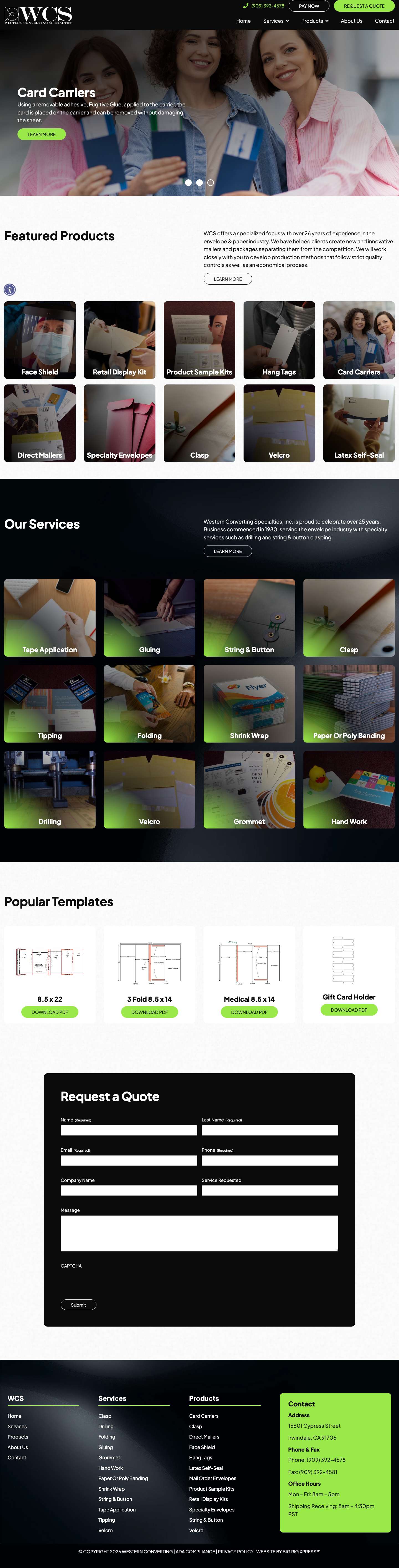 Specialty Bindery & Finishing Services | Western Converting - Full Screenshot