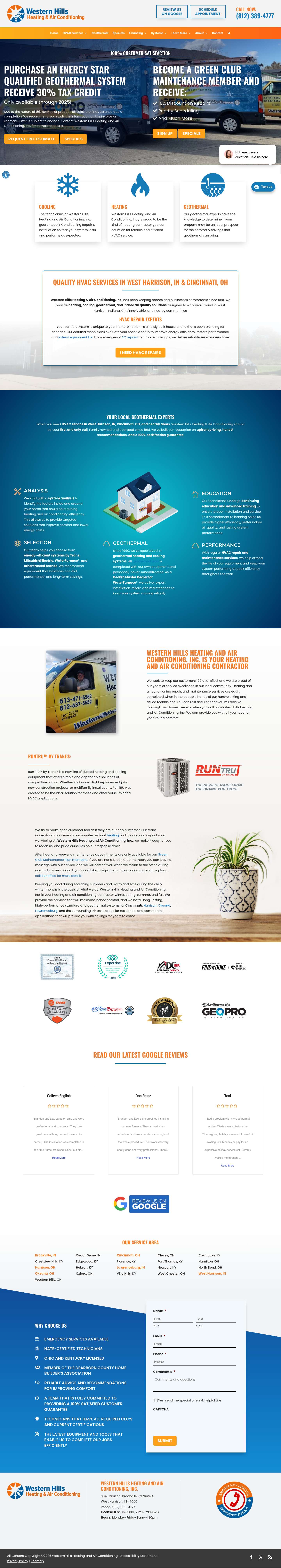 Furnace Repair | West Harrison, IN | Western Hills Heating & AC - Full Screenshot