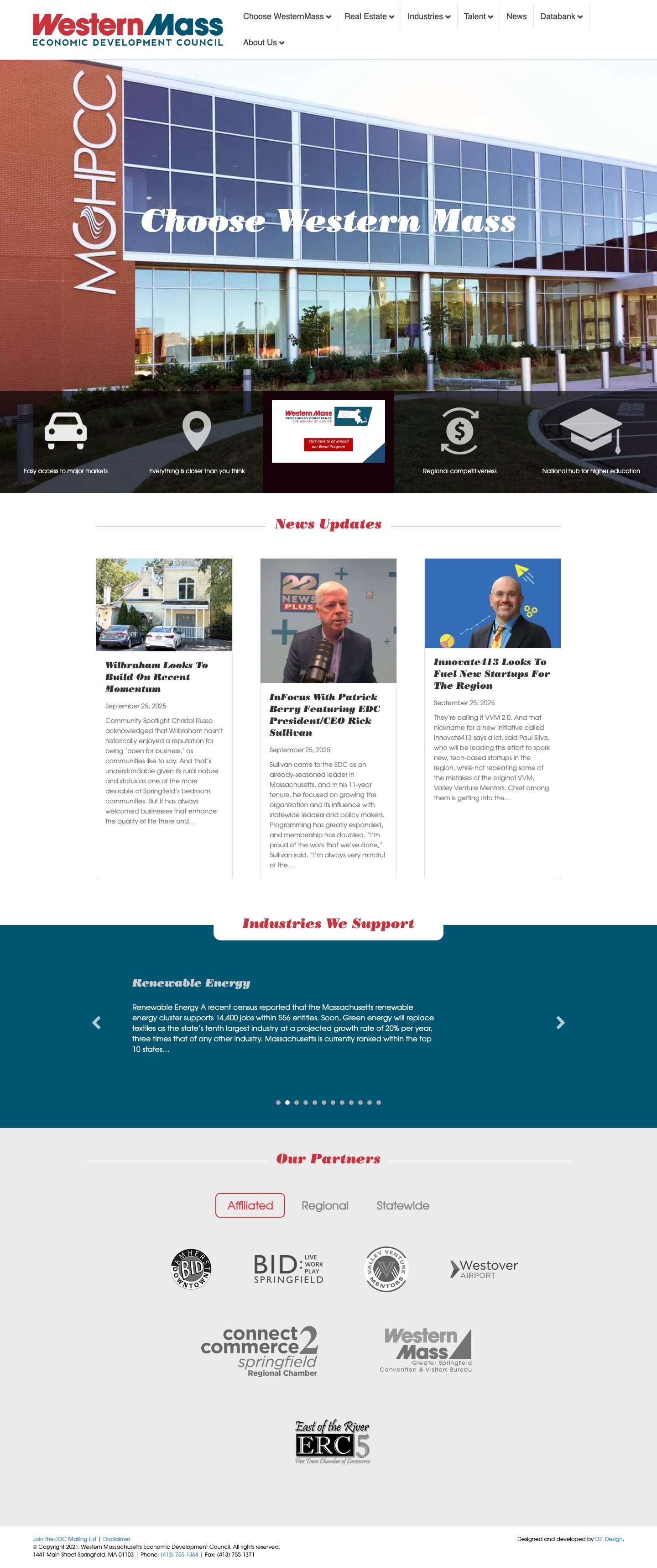 WesternMass Economic Development Council | WesternMass EDC - Full Screenshot