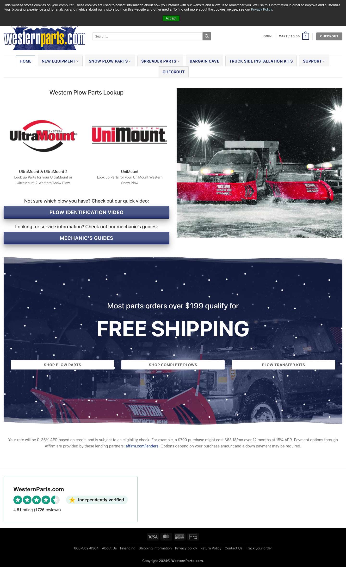 Westernparts.com | Western Snow Plow Parts Dealer - Full Screenshot