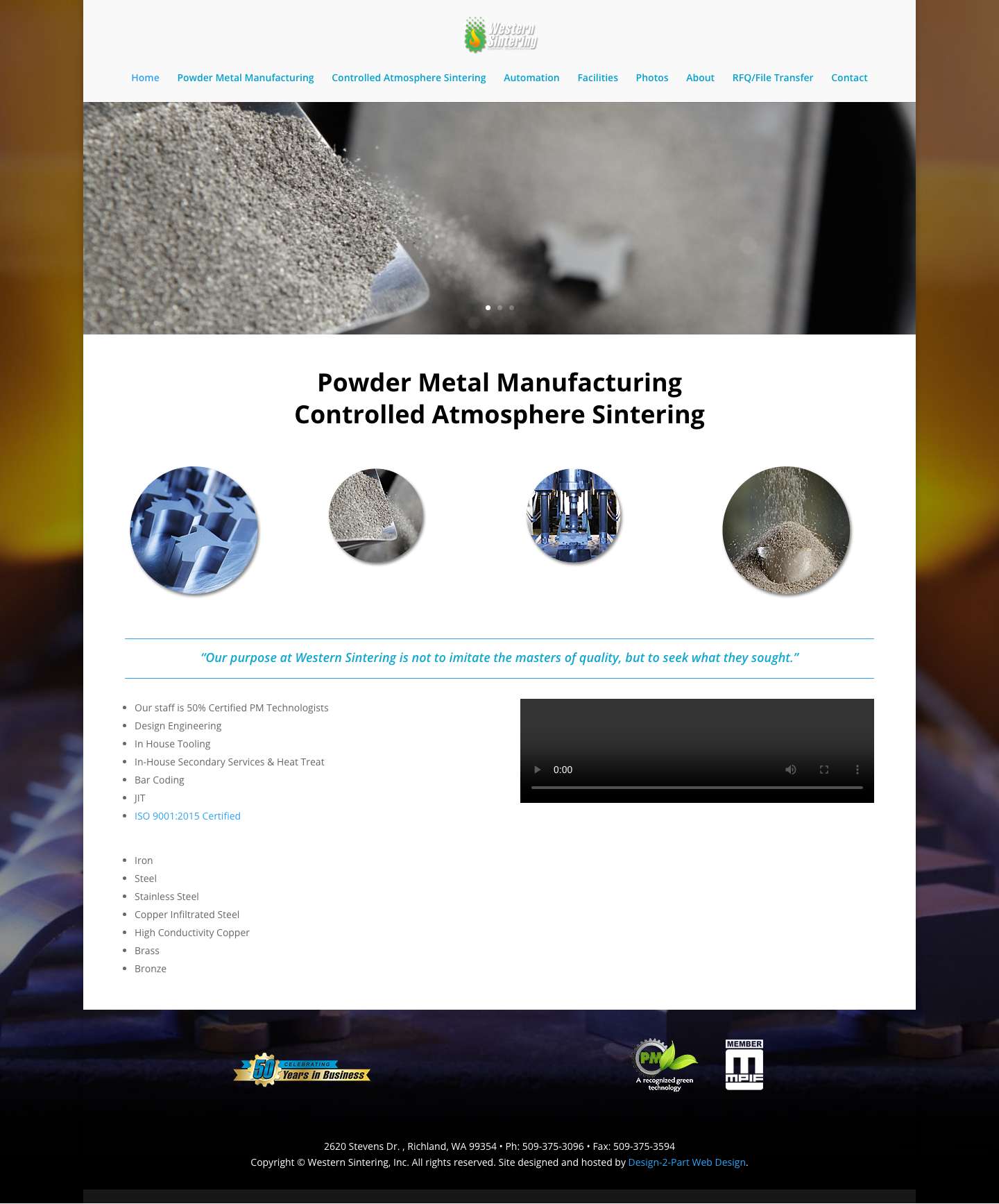 Powder Metal Manufacturing - Controlled Atmosphere Sintering - WA - Full Screenshot
