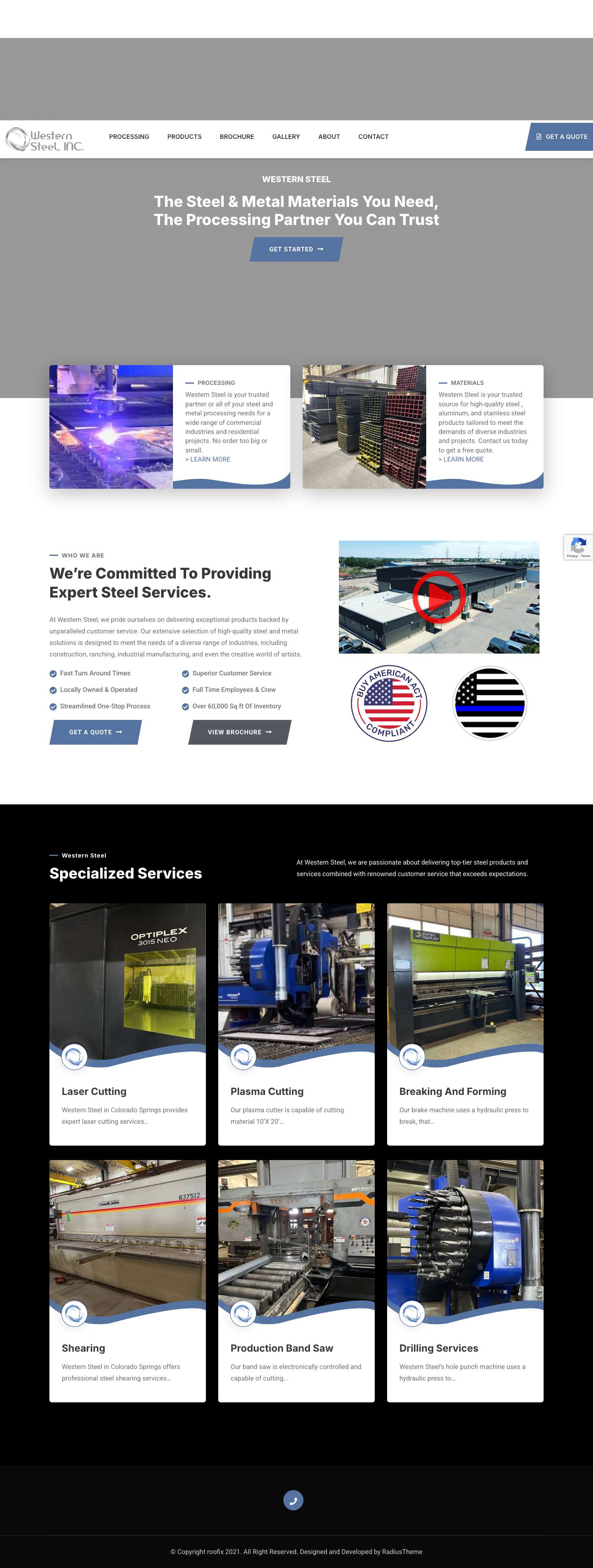 Western Steel Colorado Springs - Processing & Materials - Full Screenshot