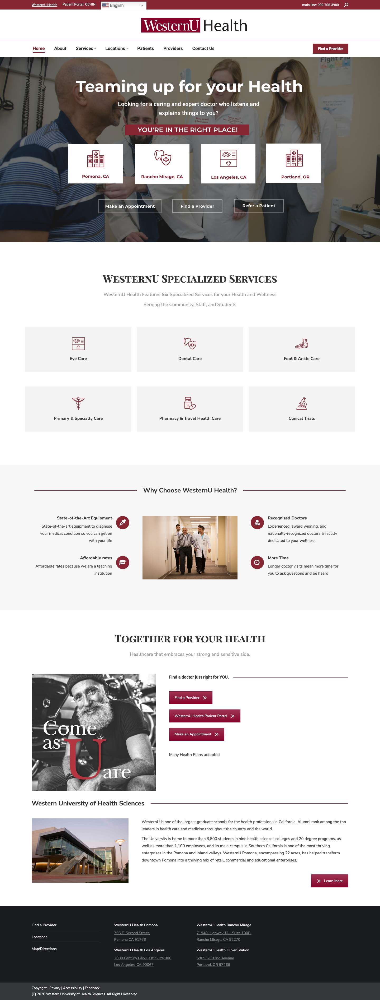 WesternU Health - Full Screenshot