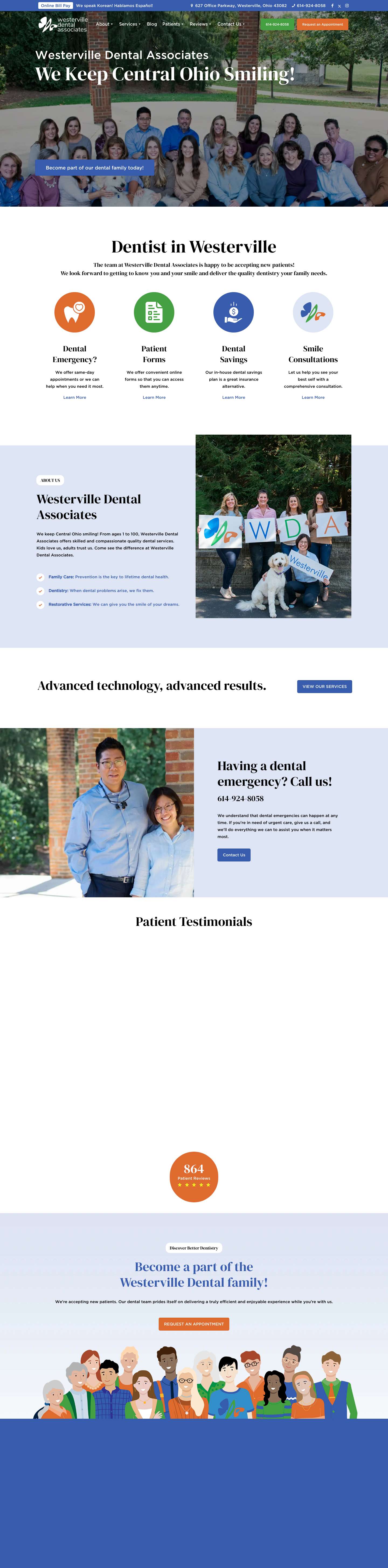 Dentist in Westerville Ohio | Westerville Dental Associates - Full Screenshot